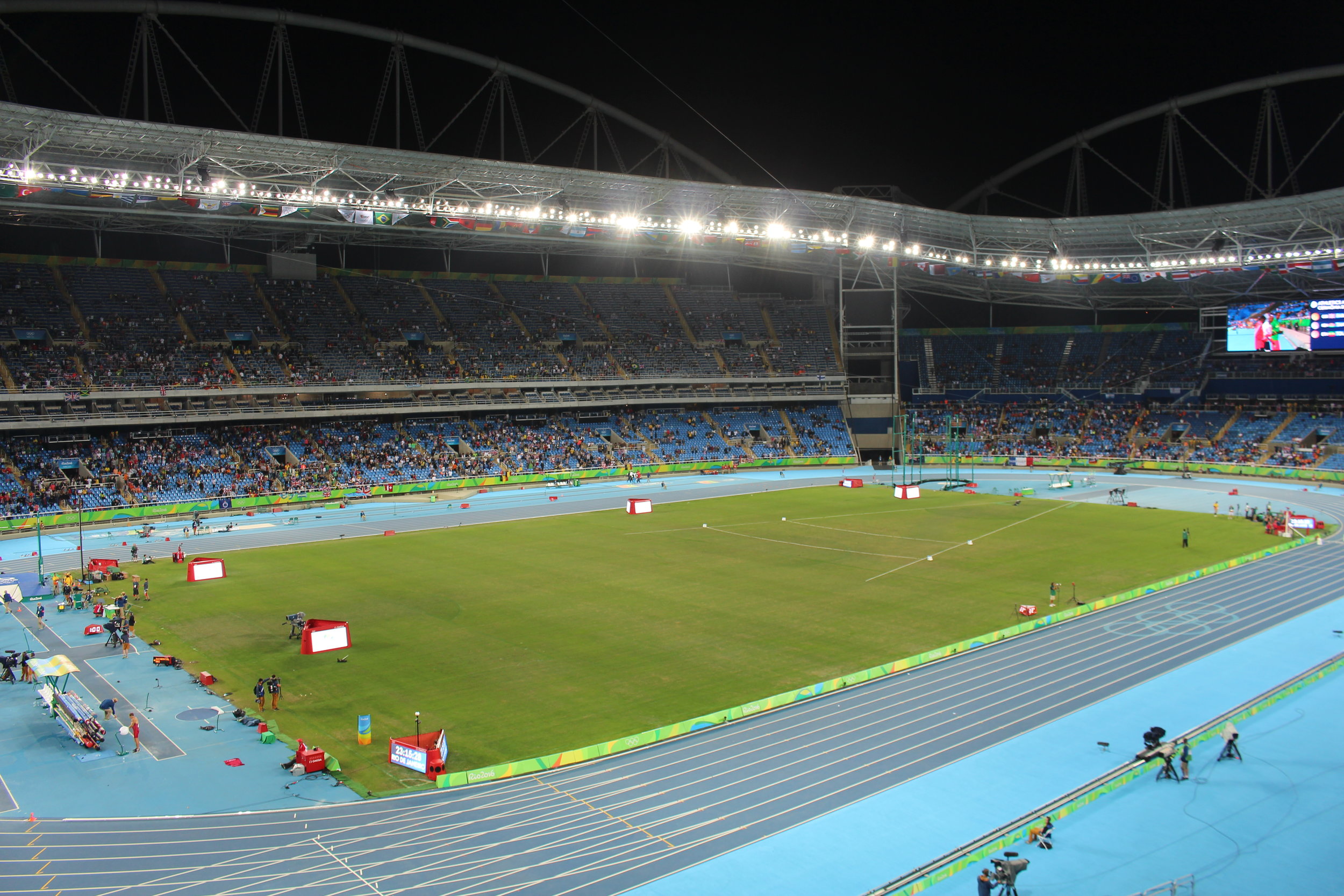 Empty seats dominate the view in the Engenhao athletics stadium