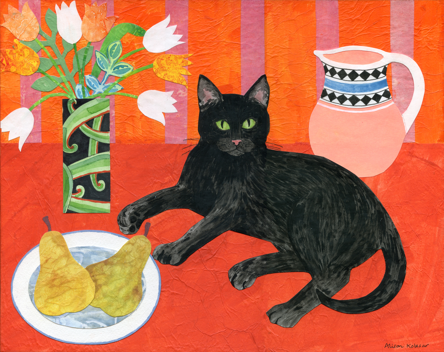 Black Cat on Red
