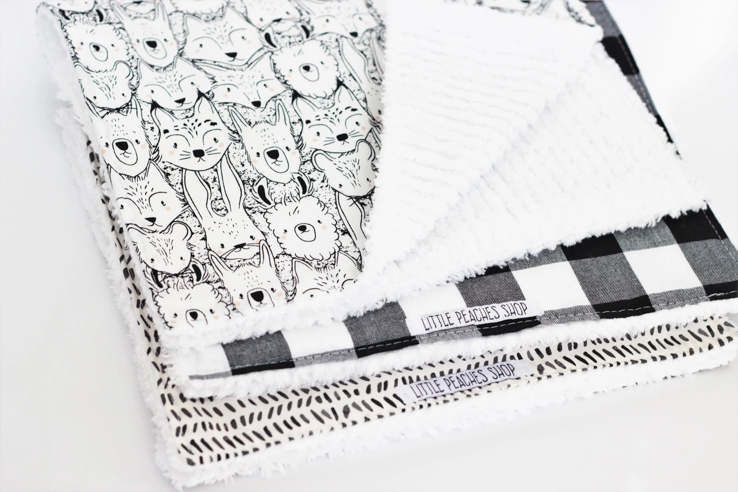 Chenille Burp Cloths in Woodland Friends — Little Peaches Shop