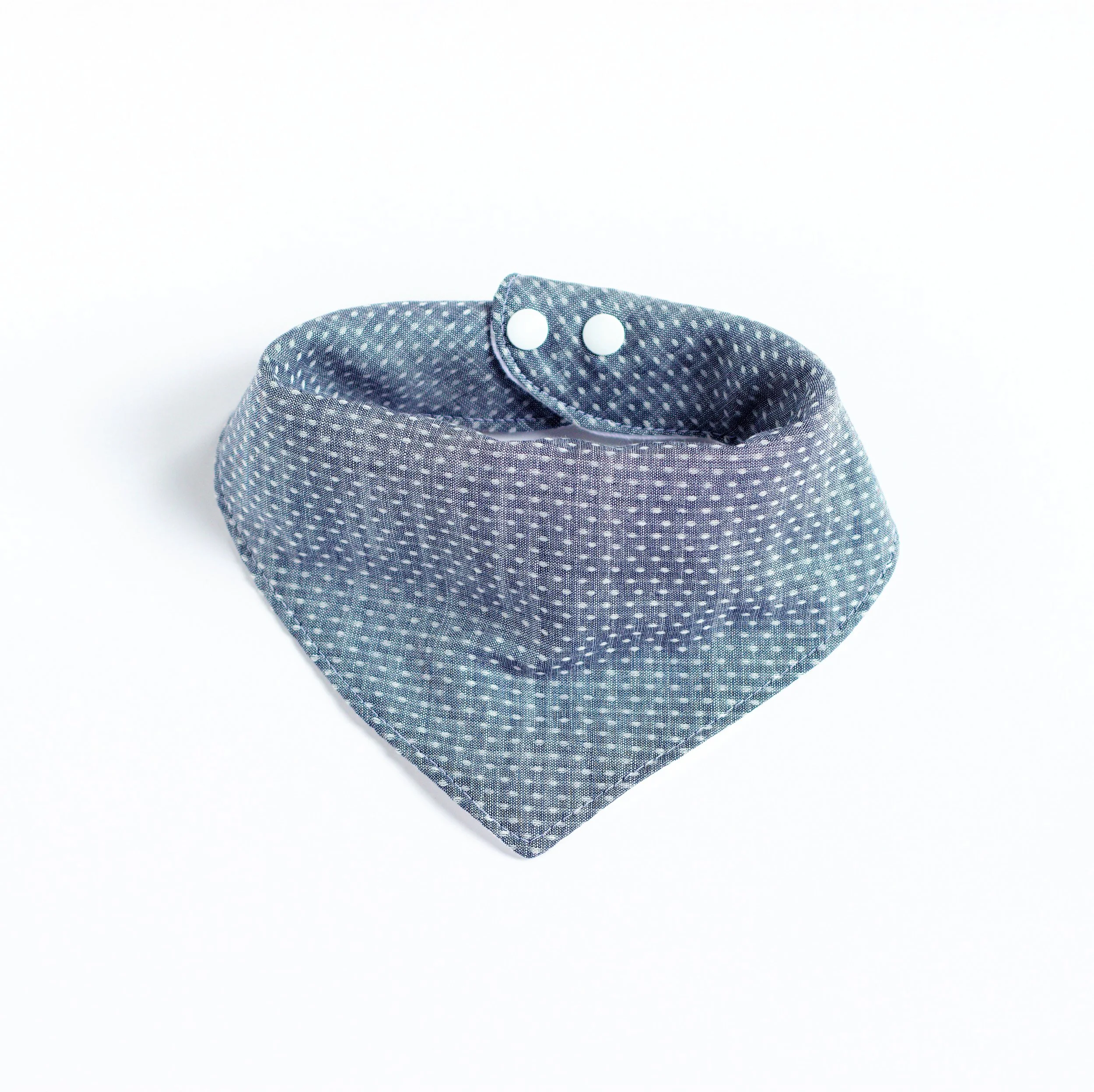REVERSIBLE Muslin Bandana Bibs in Chambray Dots