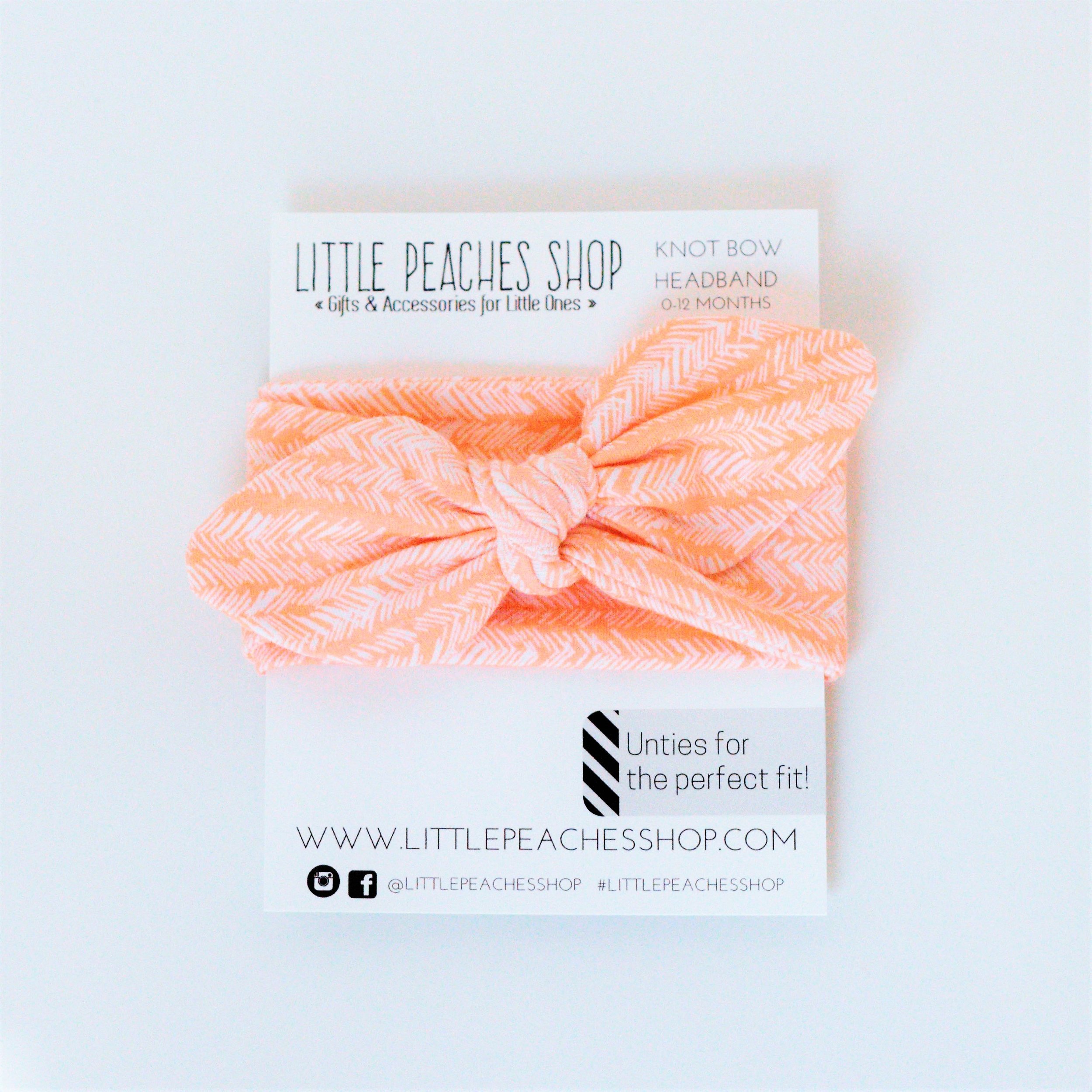 Top Knot Headband in Peach Crosshatch