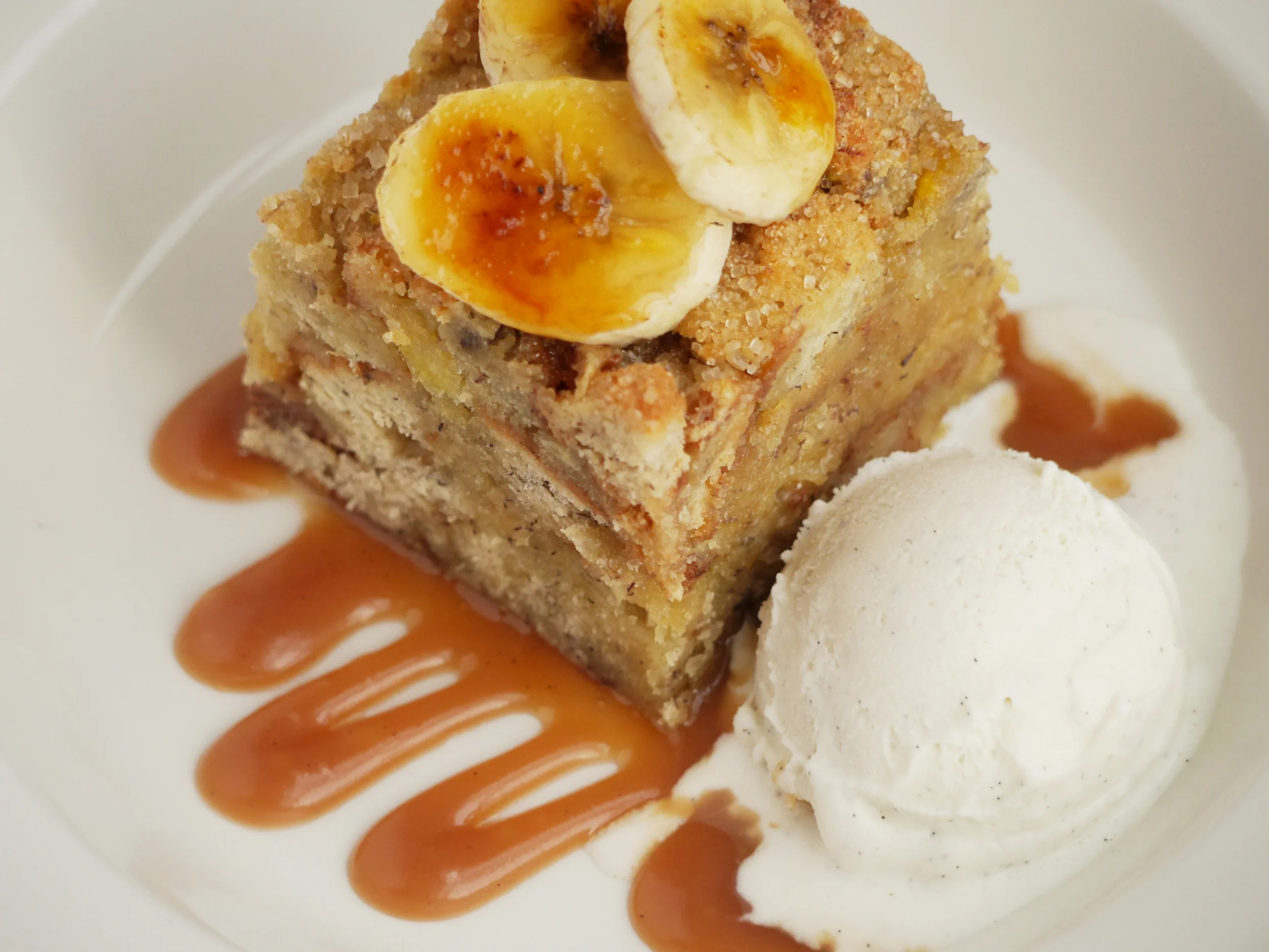 Bananas foster bread pudding