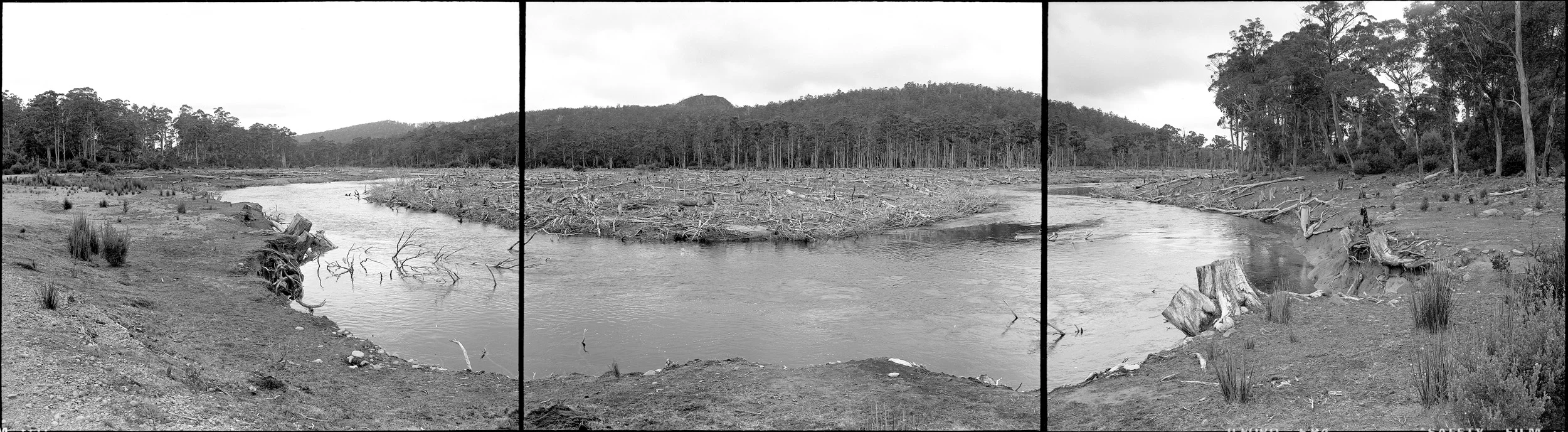  Course of Derwent River, Lake King William impoundment at low level, Tasmania, 1982 