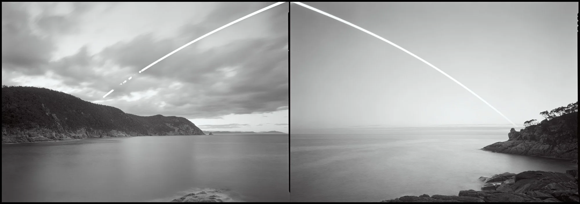  12 May 2025, 7am-5pm, Bluestone Bay  Composite of two gelatin silver prints, 40.6 cm x 99 cm, 2026 