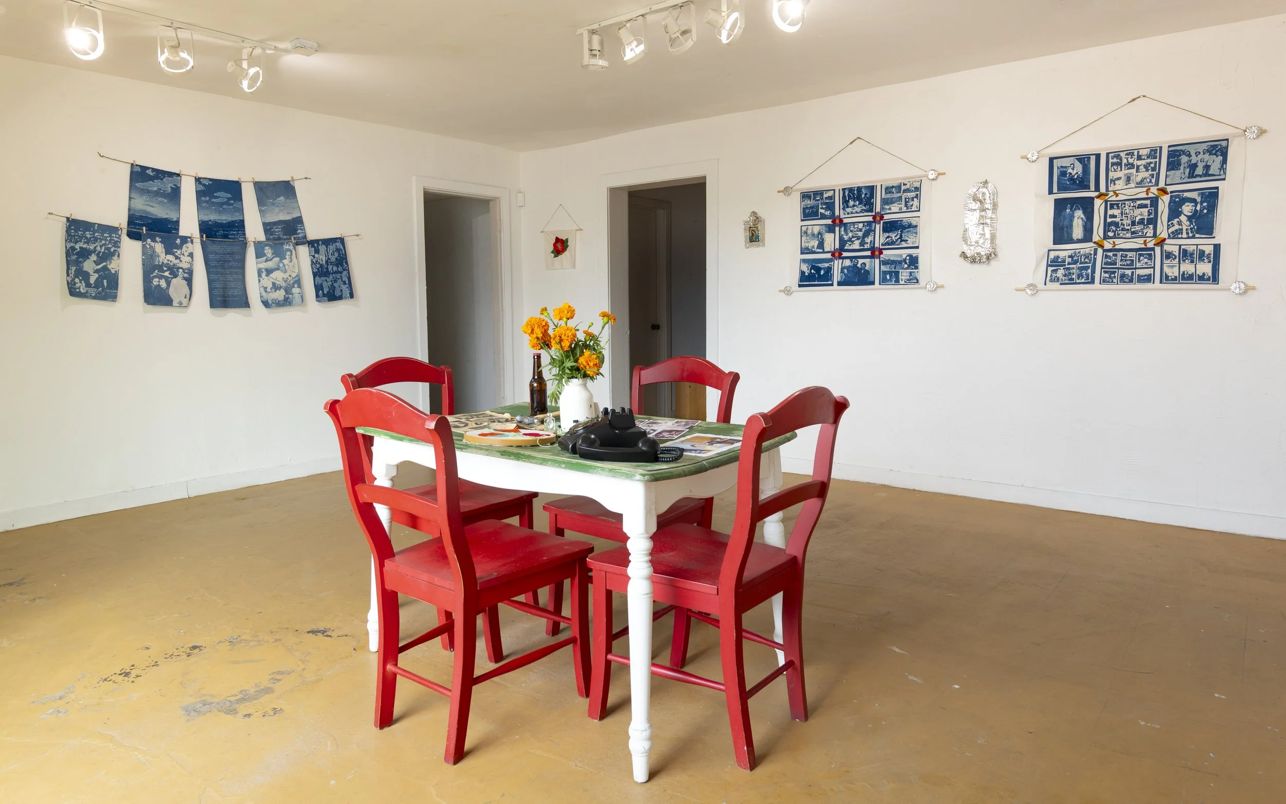   They Carved Their Names into the Kitchen Table , 2025, Bingo Gallery   They Carved Their Names into the Kitchen Table  focuses on the preservation of memory, artistic lineage, and the practice of devotion in gathering around the kitchen table.&nbsp