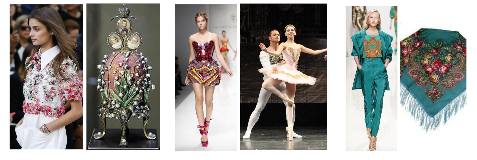 Yudashkin’s fashion incorporates traditional Russian elements while being inspired by aspects of nature. He’s really heavy on the pattern and use of crisp curve element His designs reflect his theatrical education, referencing such things as bal