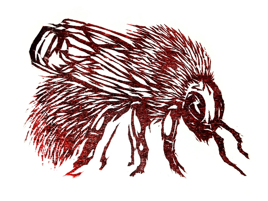A little woodblock bumblebee! The original block is 3x3".