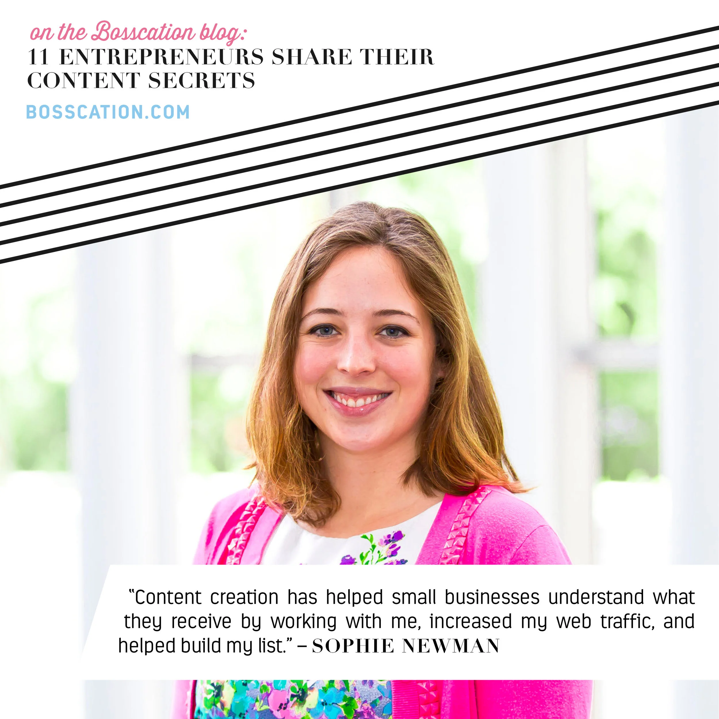 Content Creation Blog Roundup: 11 Entrepreneurs Share Their Content Secrets. "Content creation has helped small businesses understand what they receive by working with me, increased my web traffic and helped build my list" – Sophie Newman #Content #SmallBusinessBlogging #Blogging #EntrepreneurBlog