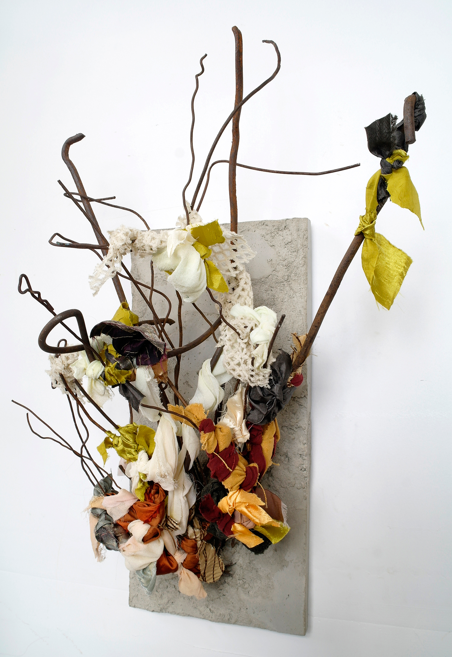 Title: Changes (side view) Dimensions: 26.75”x16”x12.5” Materials: Concrete, Steel, Fabric, Wood Year: 2016