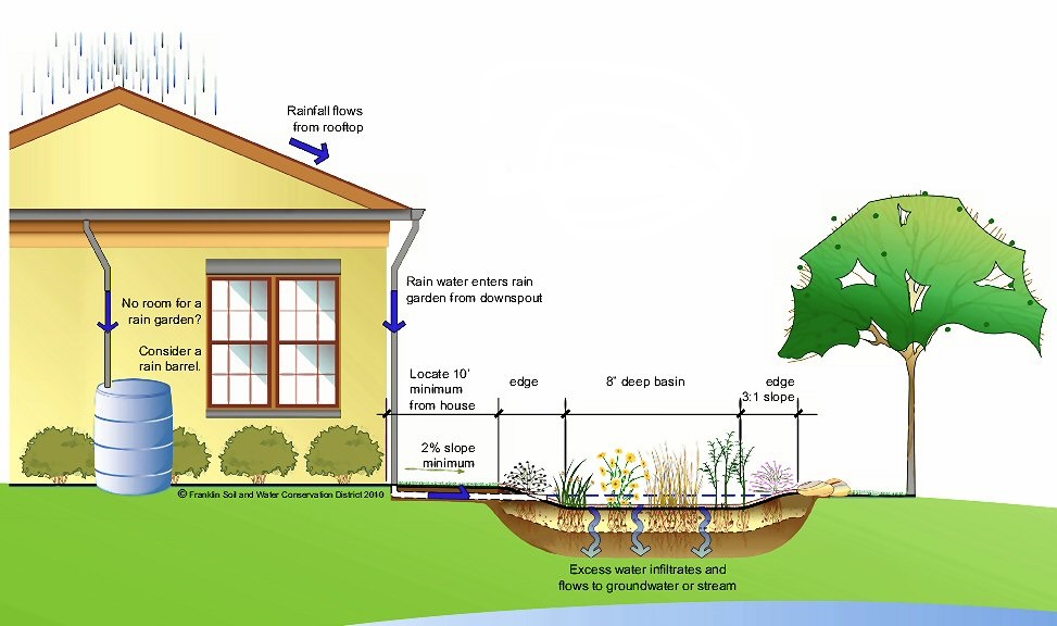 Rain Garden Illustration (Source: Franklin Soil and Water conservation district)