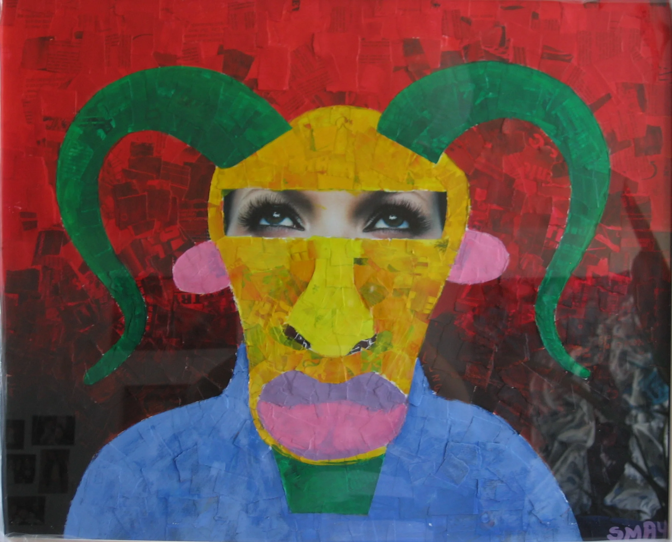 Aries 2004 Mixed media collage on paper 67.5 x 56cm