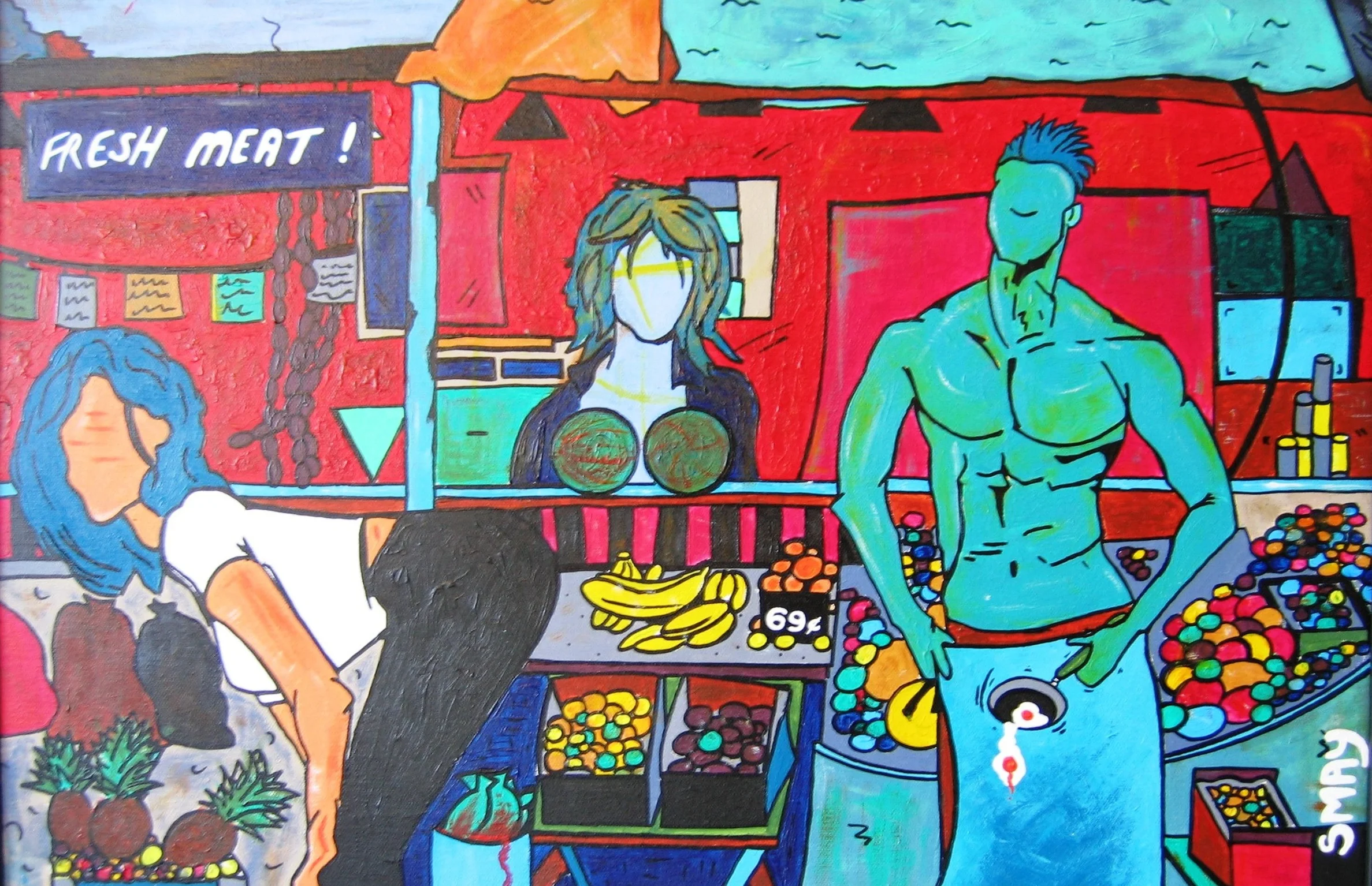 Meat Market 2005 Acrylics on canvas 64 x 44cm