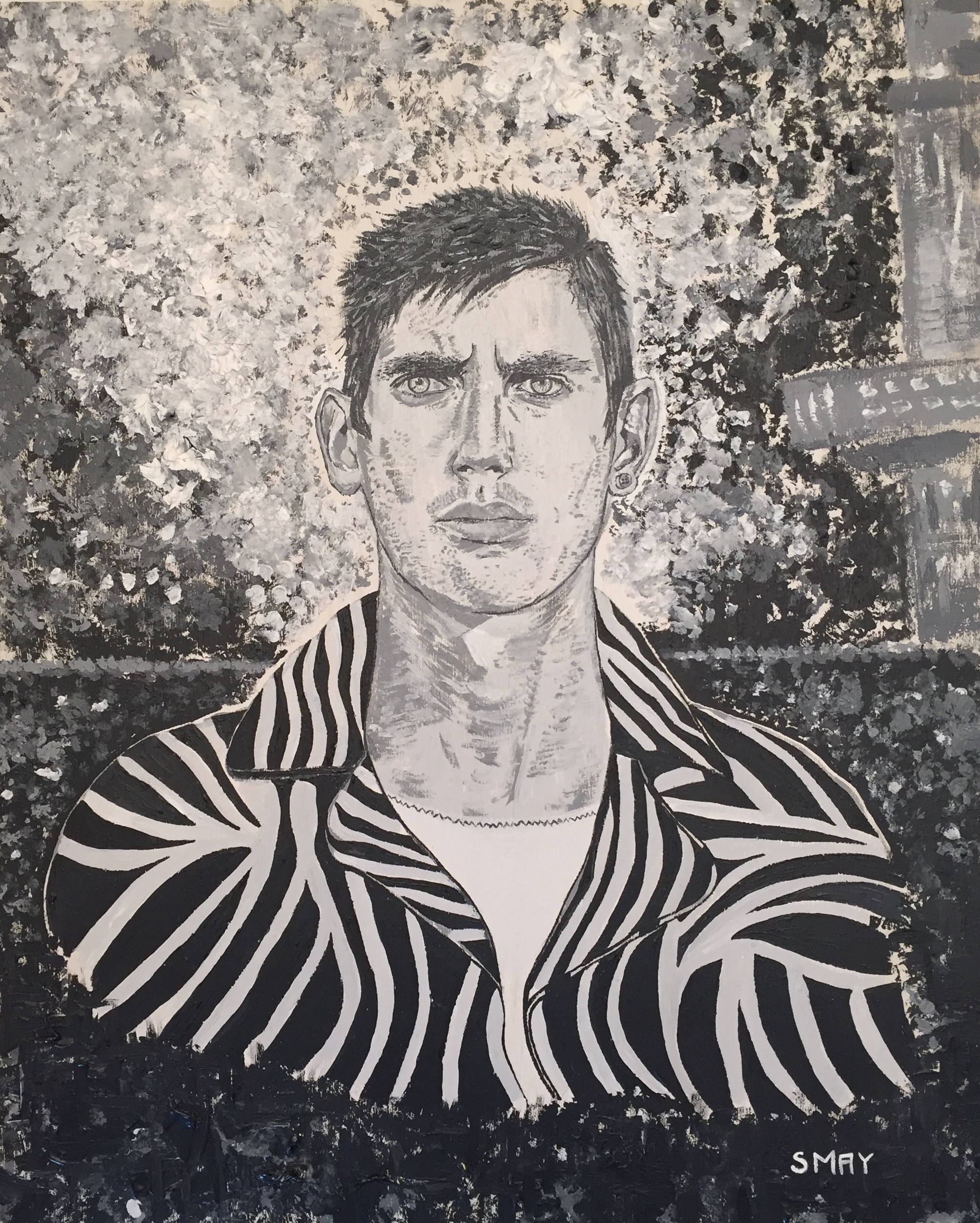 Black and white portrait 2016 Acrylics on wood