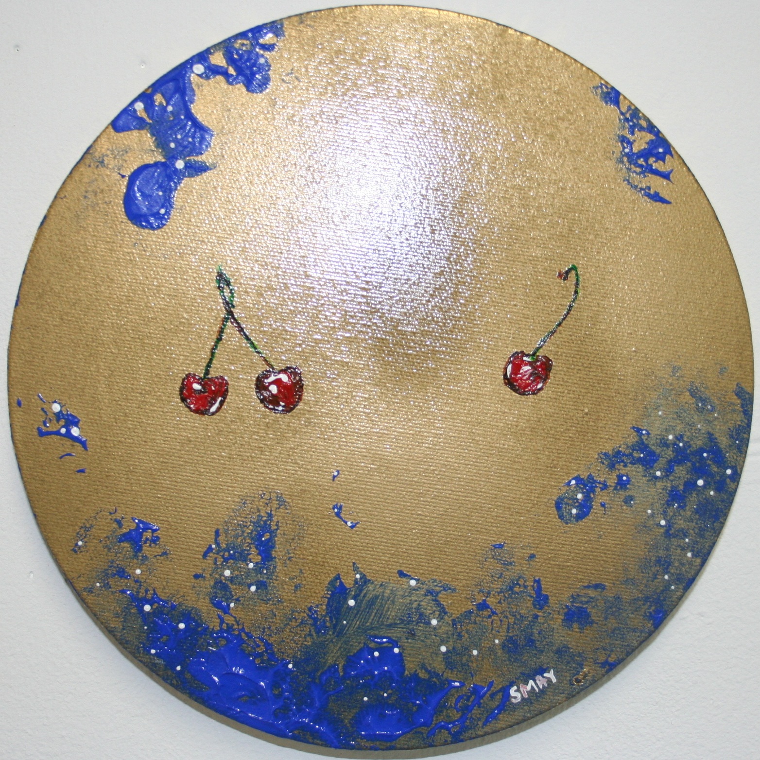 Uncheerful cherry 2012 Mixed media on canvas 20cm diameter