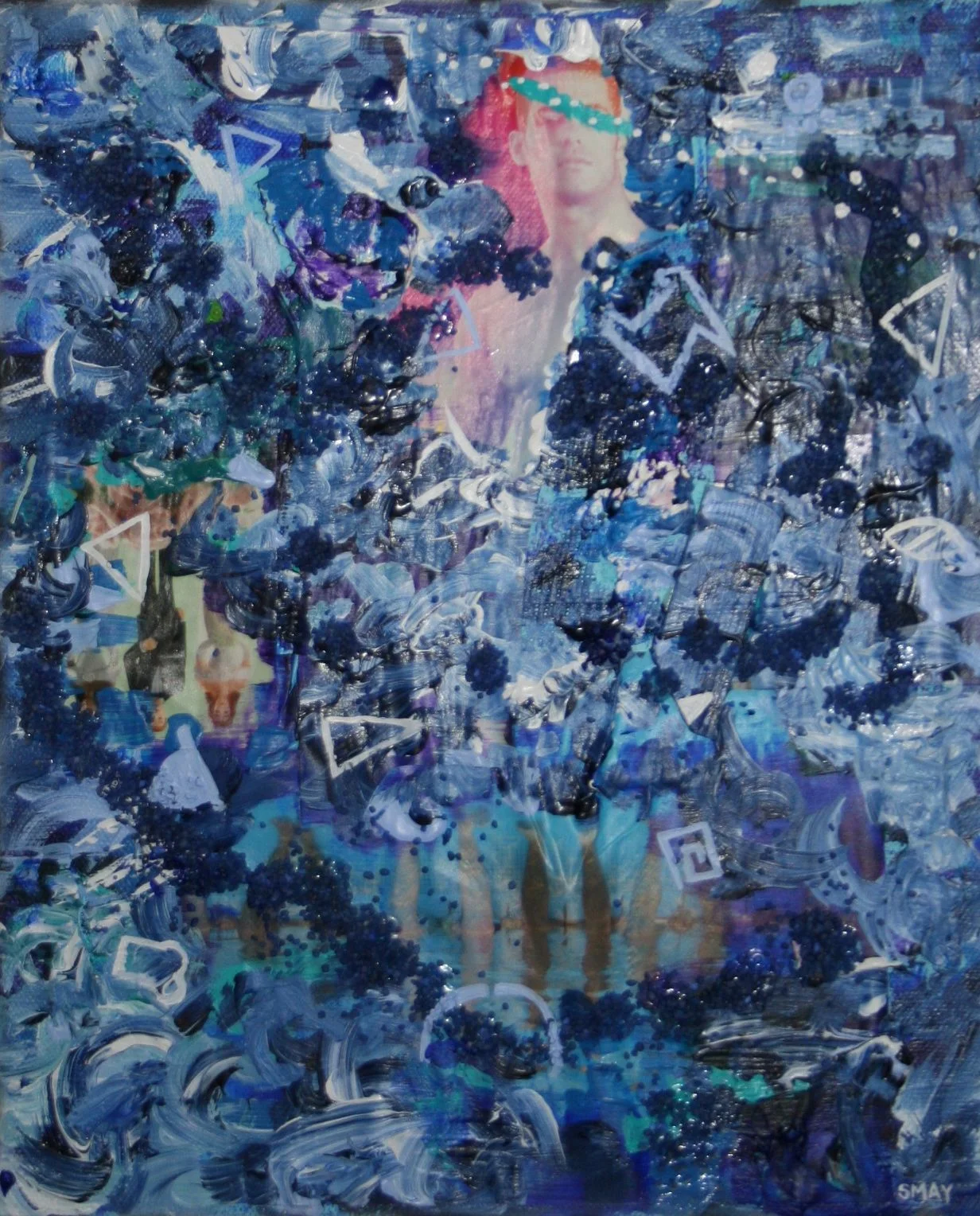 Blue triptych - Dipping in 2012 Mixed media on canvas 25 x 30cm