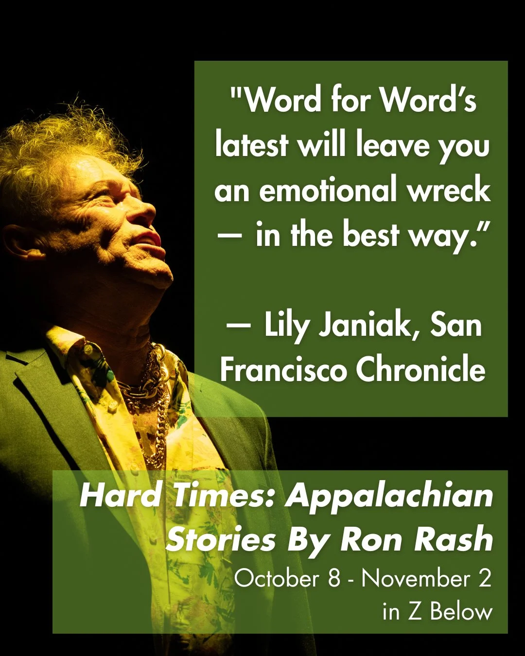Critics are abuzz about Word for Word's latest production Hard Times: Appalachian Stories by Ron Rash! ⁠
⁠
You won't want to miss these poignant, funny, and deeply human tales from an often misunderstood corner of the American tapestry, told in class