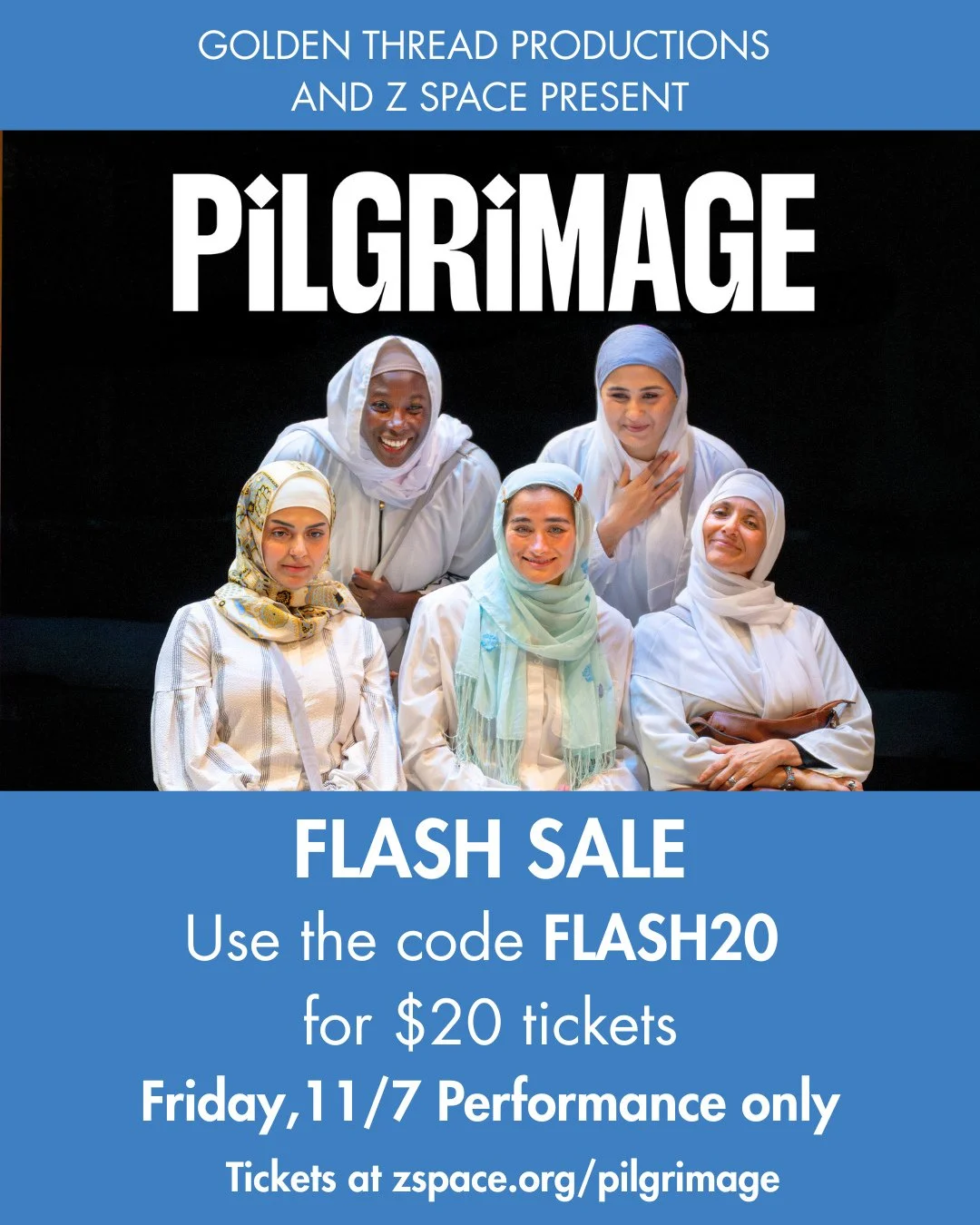 Pilgrimage Flash Sale!⁠
⁠
Get $20 tickets for our Friday 11/7 8pm performance of Pilgrimage using the code FLASH20.⁠
⁠
Don&rsquo;t miss this powerful show, which must close this weekend!⁠
⁠
🎟 Buy Tickets&rarr; link in bio⁠
📅 11/7⁠
🎭10/24 - 11/9⁠
?
