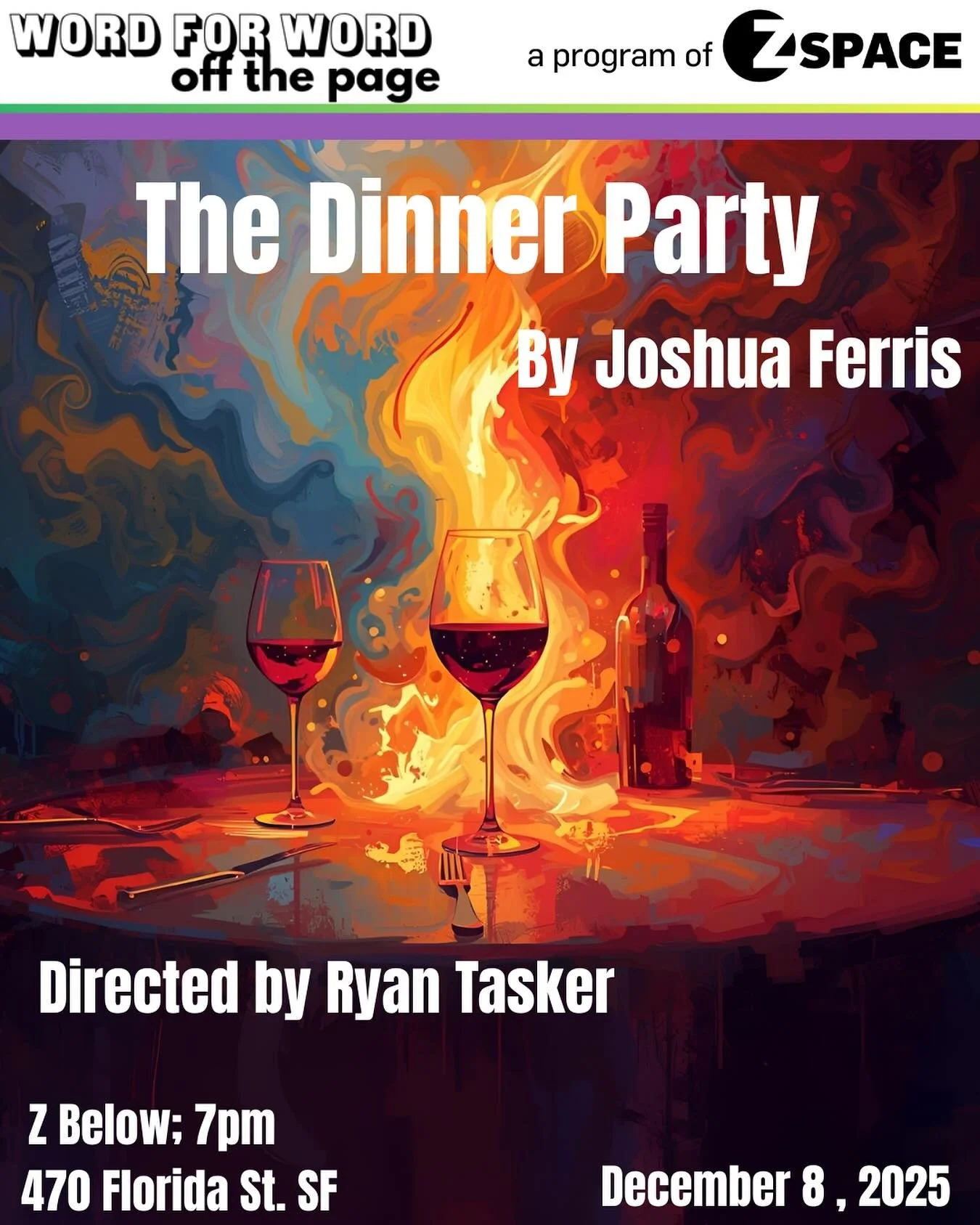 Announcing our next Off the Page Reading presented by Word for Word and Z Space: The Dinner Party by Joshua Ferris, directed by Ryan Tasker.

In Joshua Ferris&rsquo;s The Dinner Party, a couple readies their home for an evening with friends, but bene