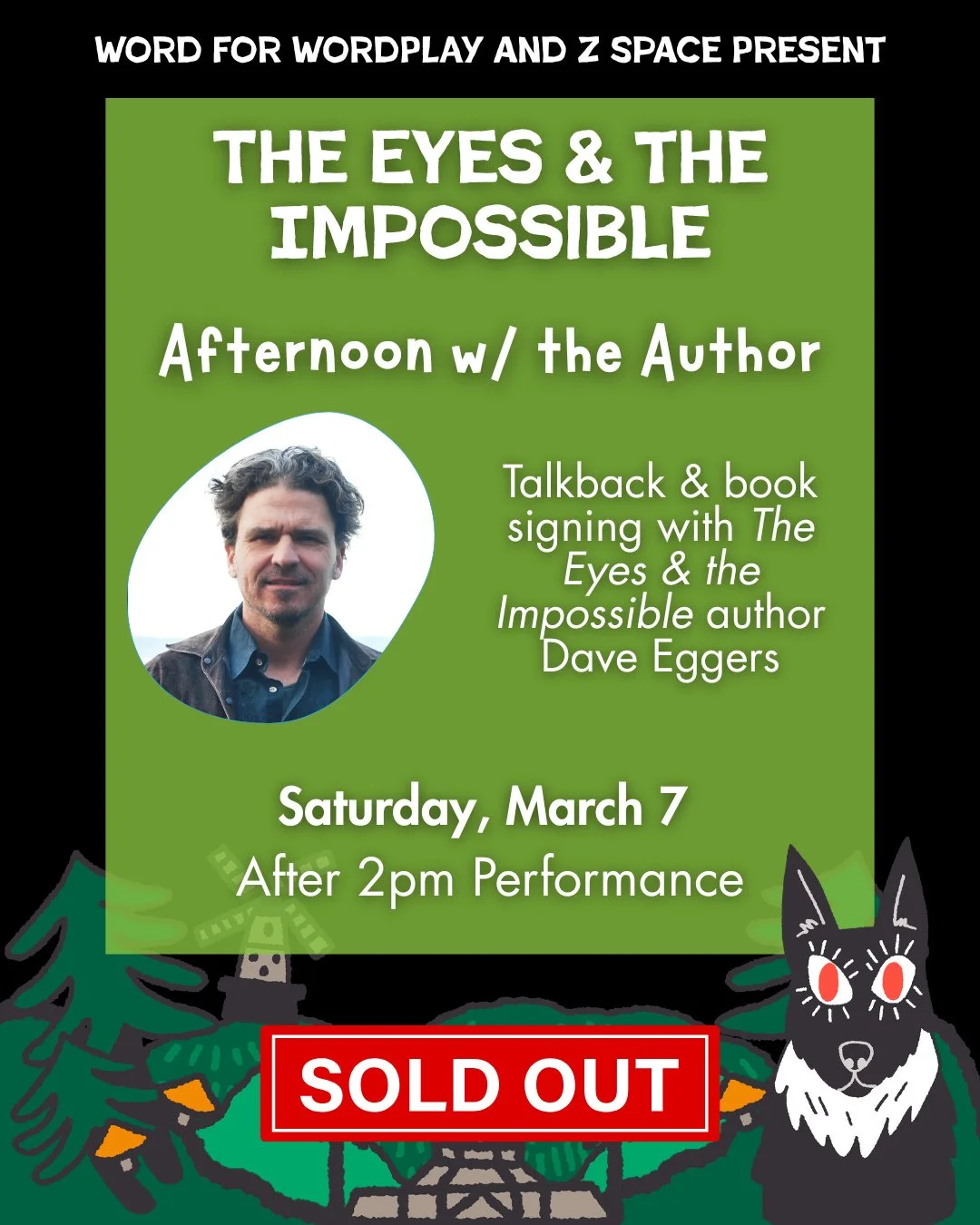Our The Eyes &amp; the Impossible Afternoon with the Author event featuring Dave Eggers is now sold out! But not to worry, we still have plenty of performances and community events coming up. Swipe through to see some of our other upcoming events!⁠
⁠