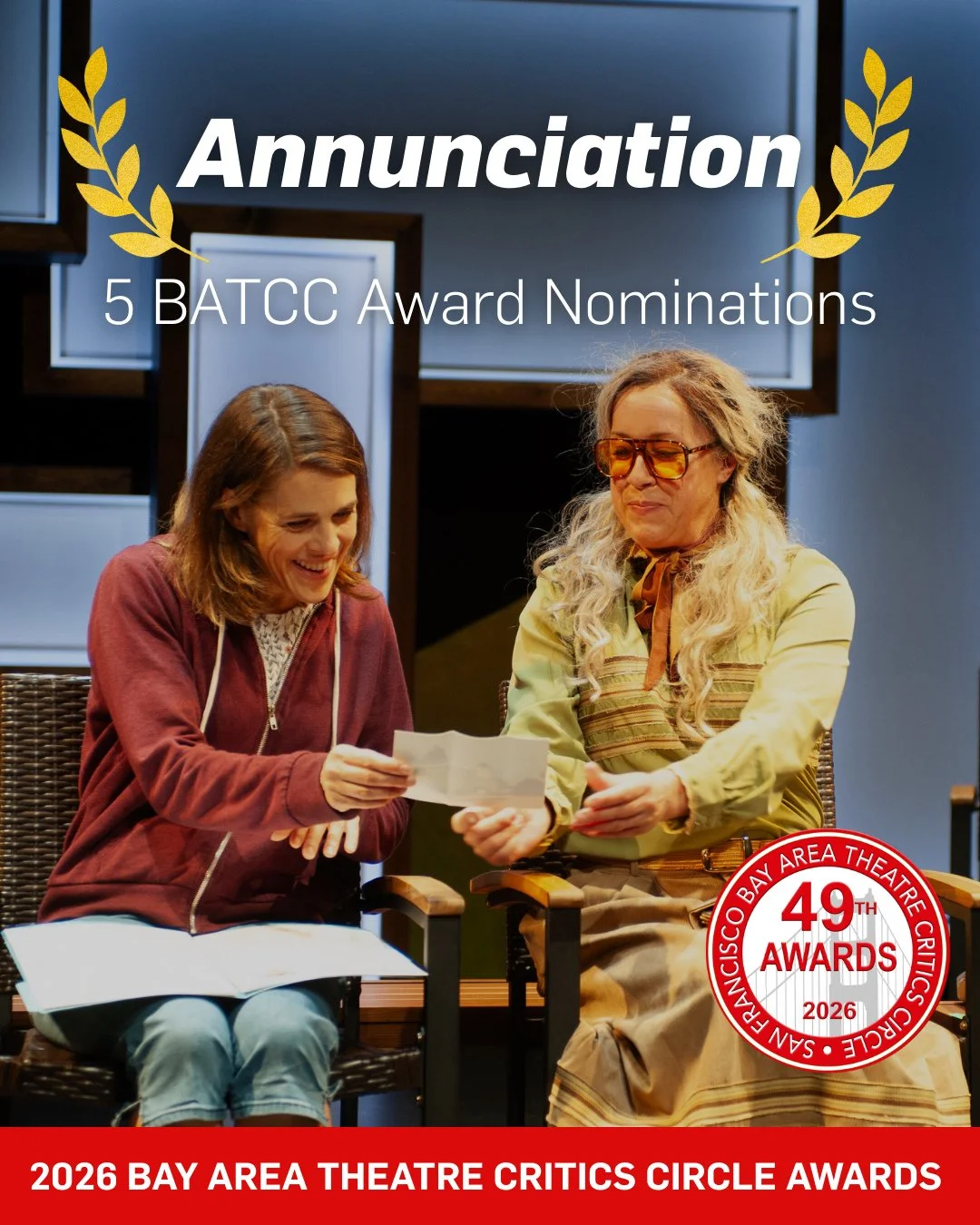 The Bay Area Theatre Critics Circle Awards nominations are out, and Z Space and Word for Word productions racked up a total of 16 noms! Congratulations to the cast and crew of Annunciation, Hard Times: Appalachian Stories by Ron Rash, and Home? A Pal