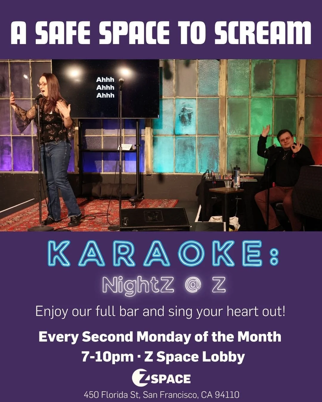 Karaoke Nightz @ Z returns on Monday, May 11th. Join us every second Monday of the month in the Z Space Lobby ⁠
⁠
Karaoke night is the perfect chance to cut loose and belt out your favorite tunes while enjoying a few drinks with your friends. Whether