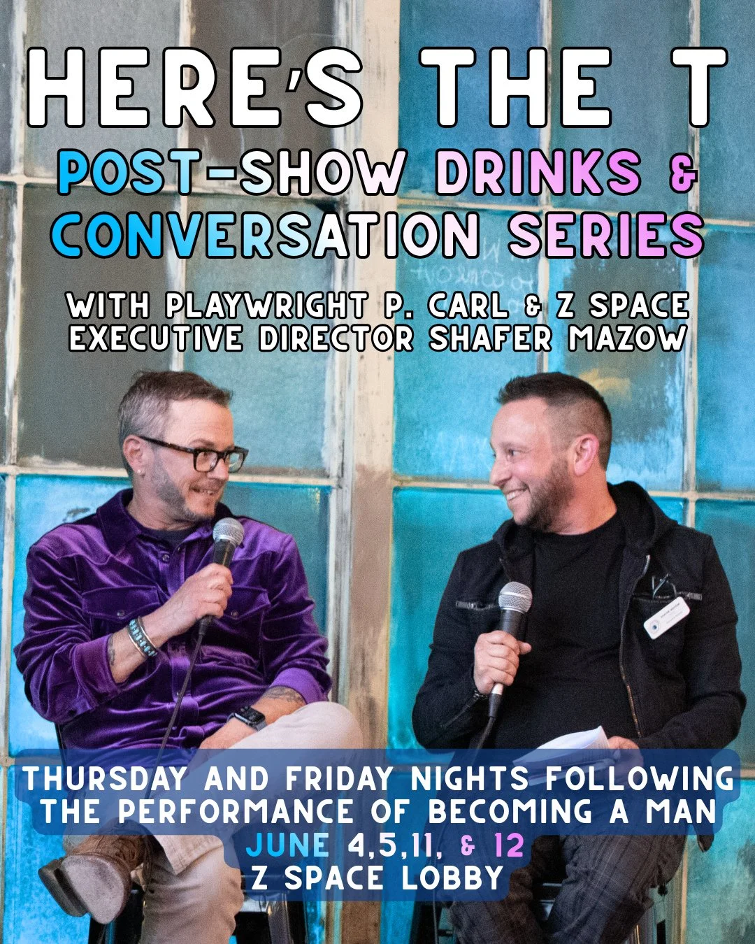 🏳️&zwj;⚧️ Becoming a Man is bringing trans storytelling to the San Francisco stage and we want you to be part of the conversation!⁠
⁠
 🥃 Grab a drink at the Z Space bar after the show and join playwright P. Carl and Z Space Executive Director Shafe