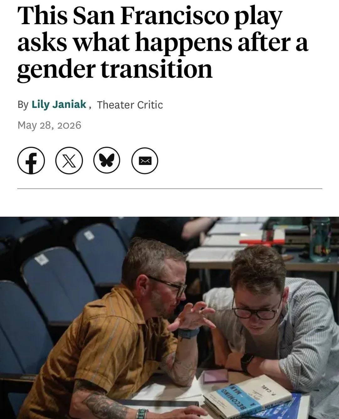 Previews begin tonight, and Becoming a Man is already making headlines! Head over to the San Francisco Chronicle today to read an extensive profile about the show featuring playwright P. Carl and Z Space Executive Director Shafer Mazow. The piece div