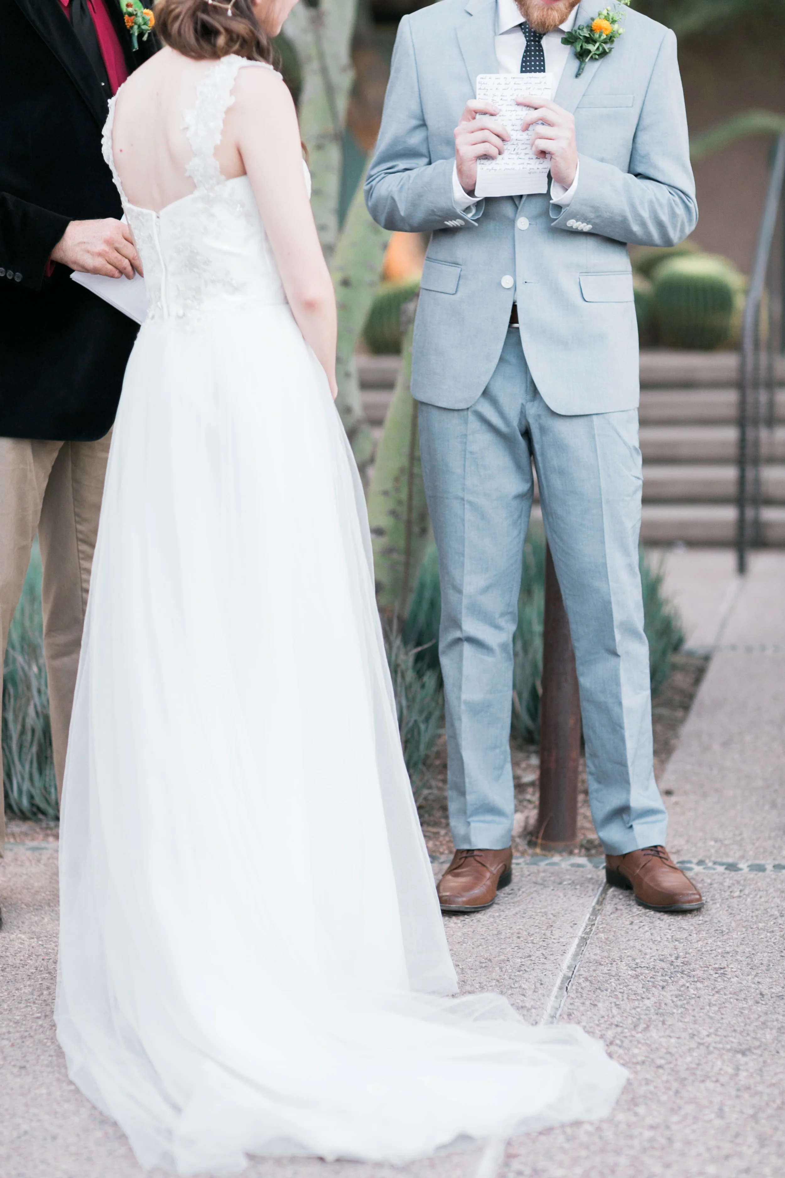 Reading vows during the ceremony