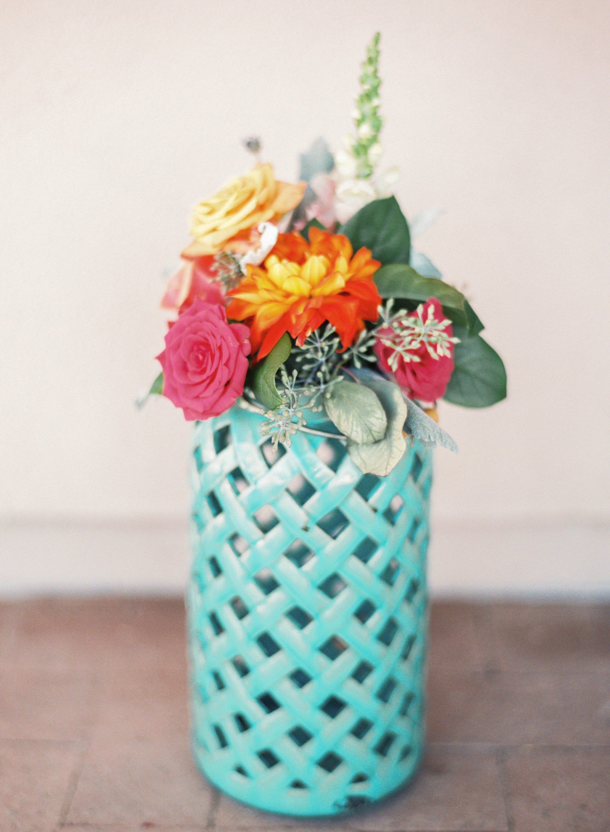 Bright and colorful wedding florals 
