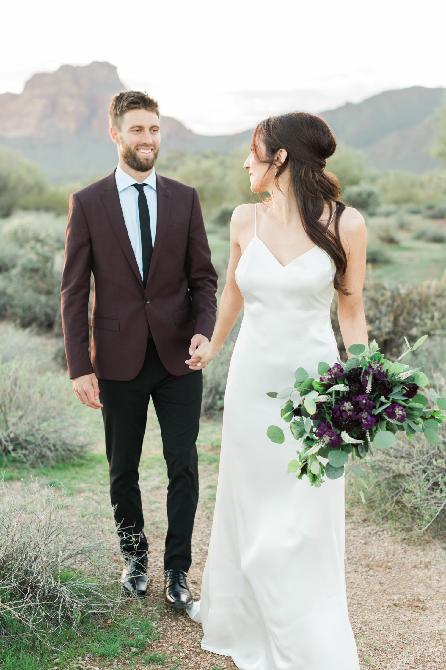 Phoenix elopement, bride and groom session near the Salt River in Phoenix, Arizona.