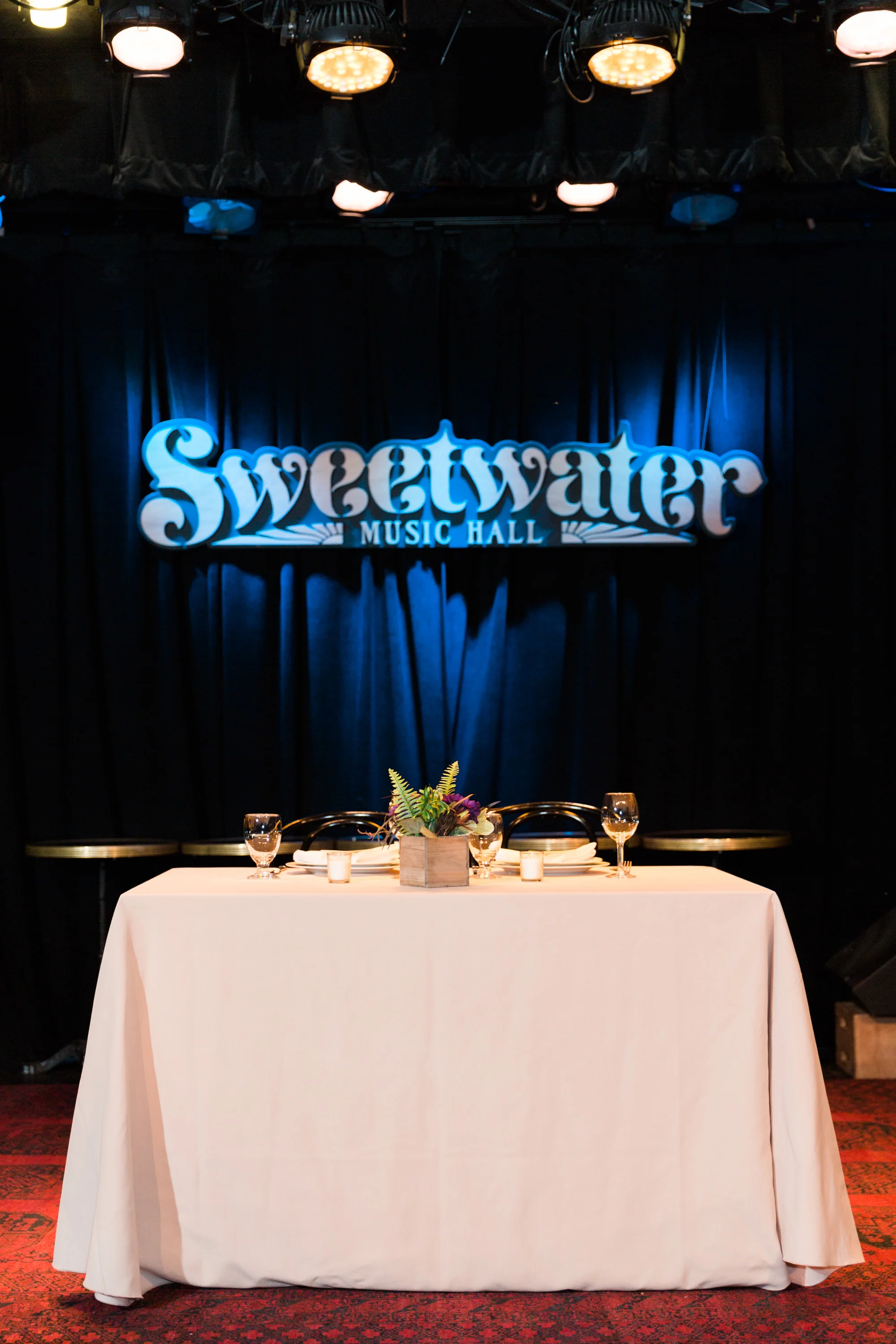 Jazzy, travel themed reception held at the Sweetwater Music Hall in Mill Valley