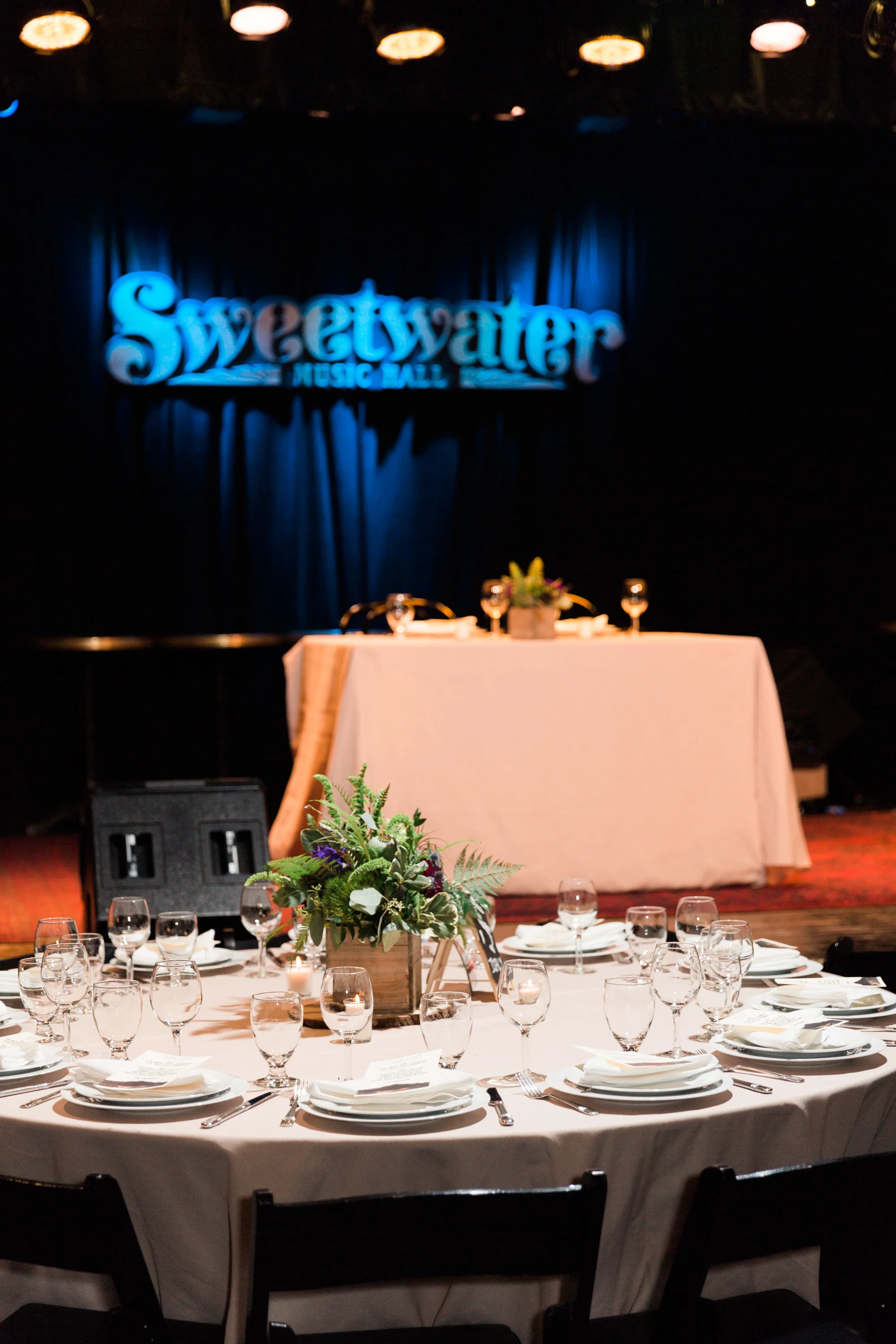 Jazzy, travel themed reception held at the Sweetwater Music Hall in Mill Valley