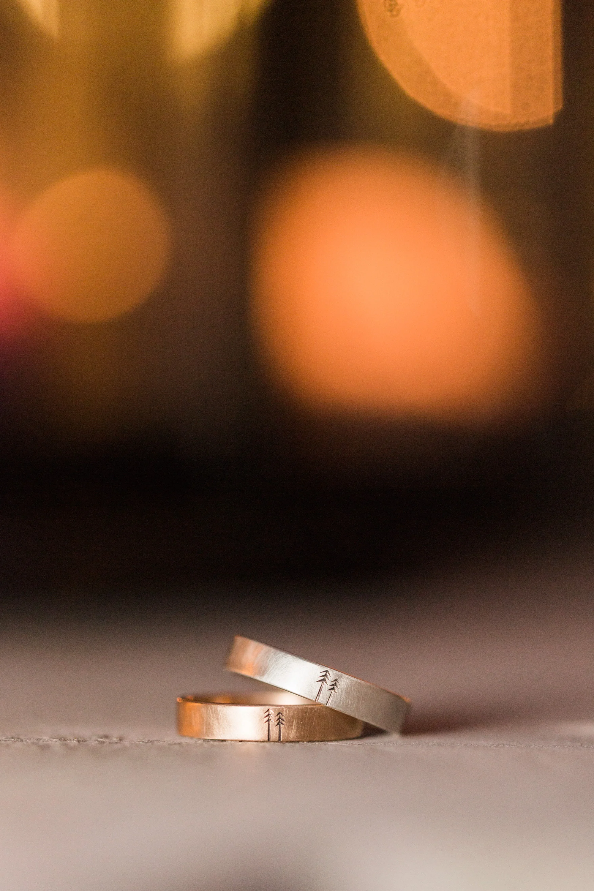 Pine tree wedding rings