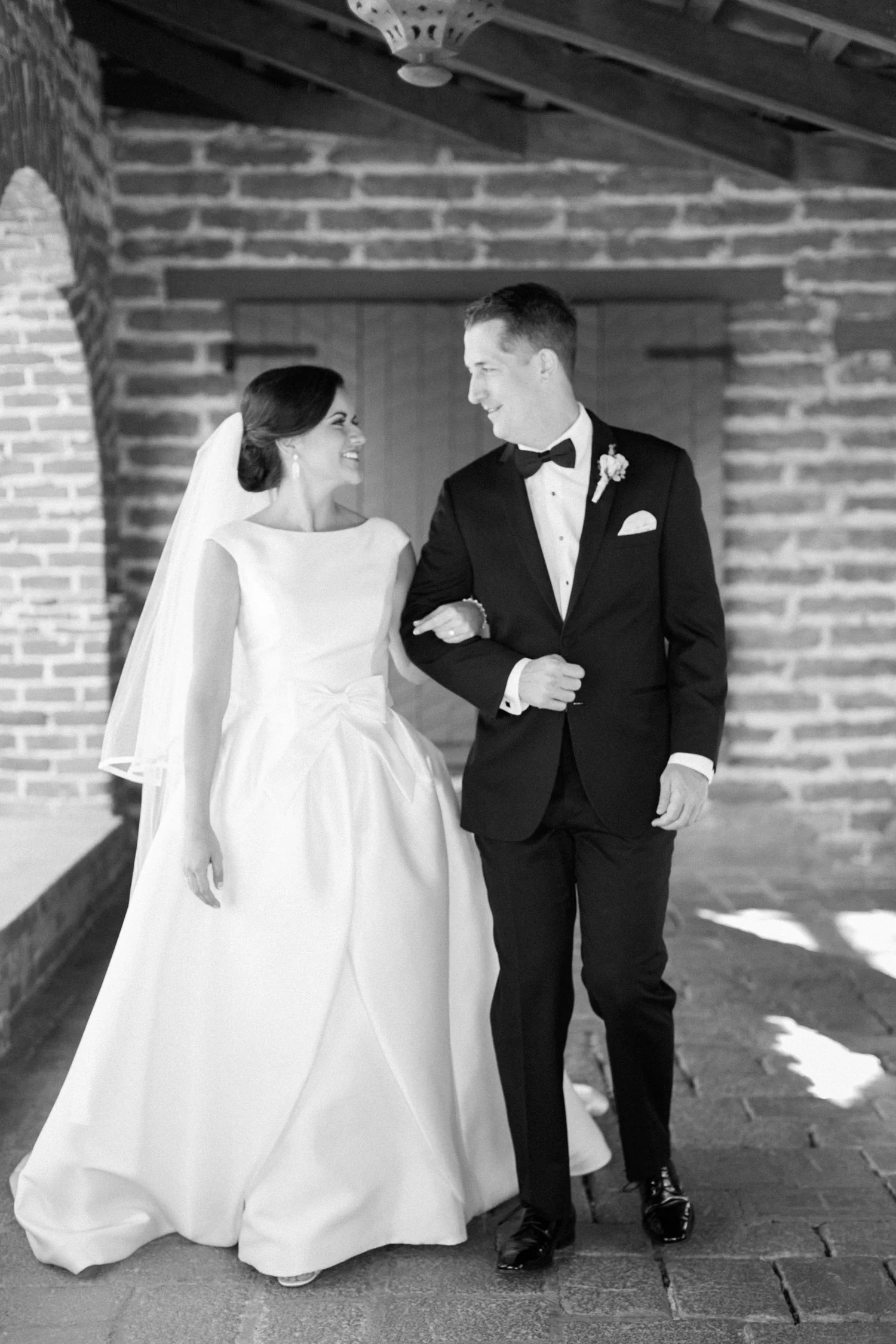 Bride and groom walking 