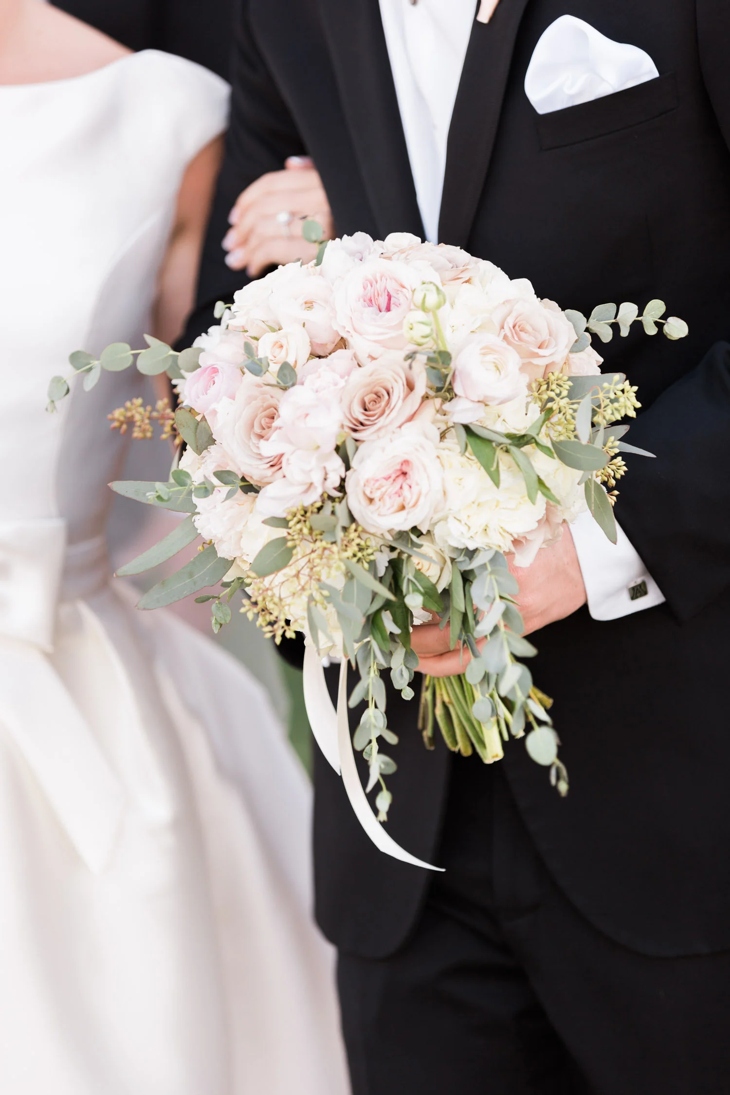Beautiful blush and white bridal bouquet by Posh Petals 
