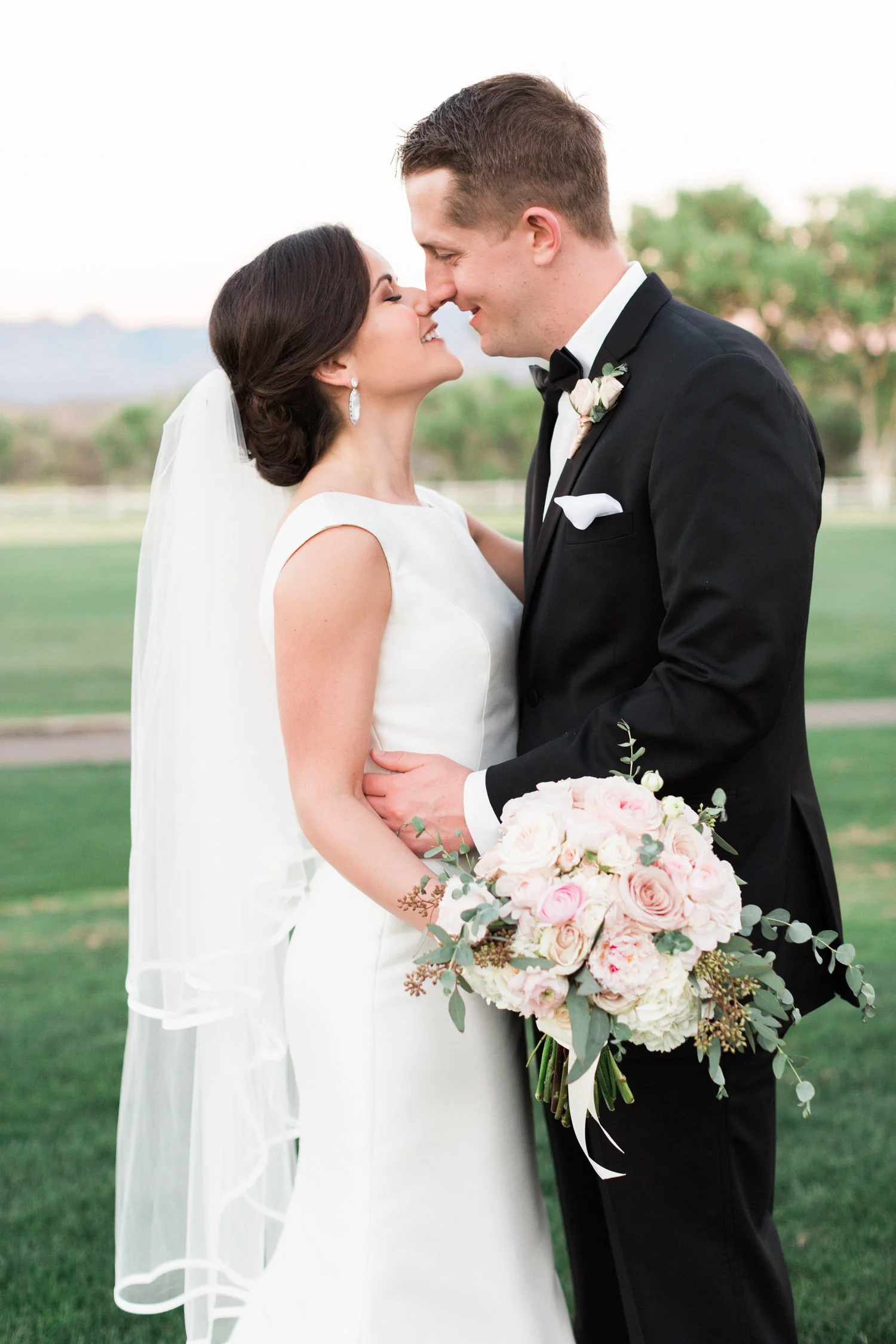 Bride and groom about to kiss 