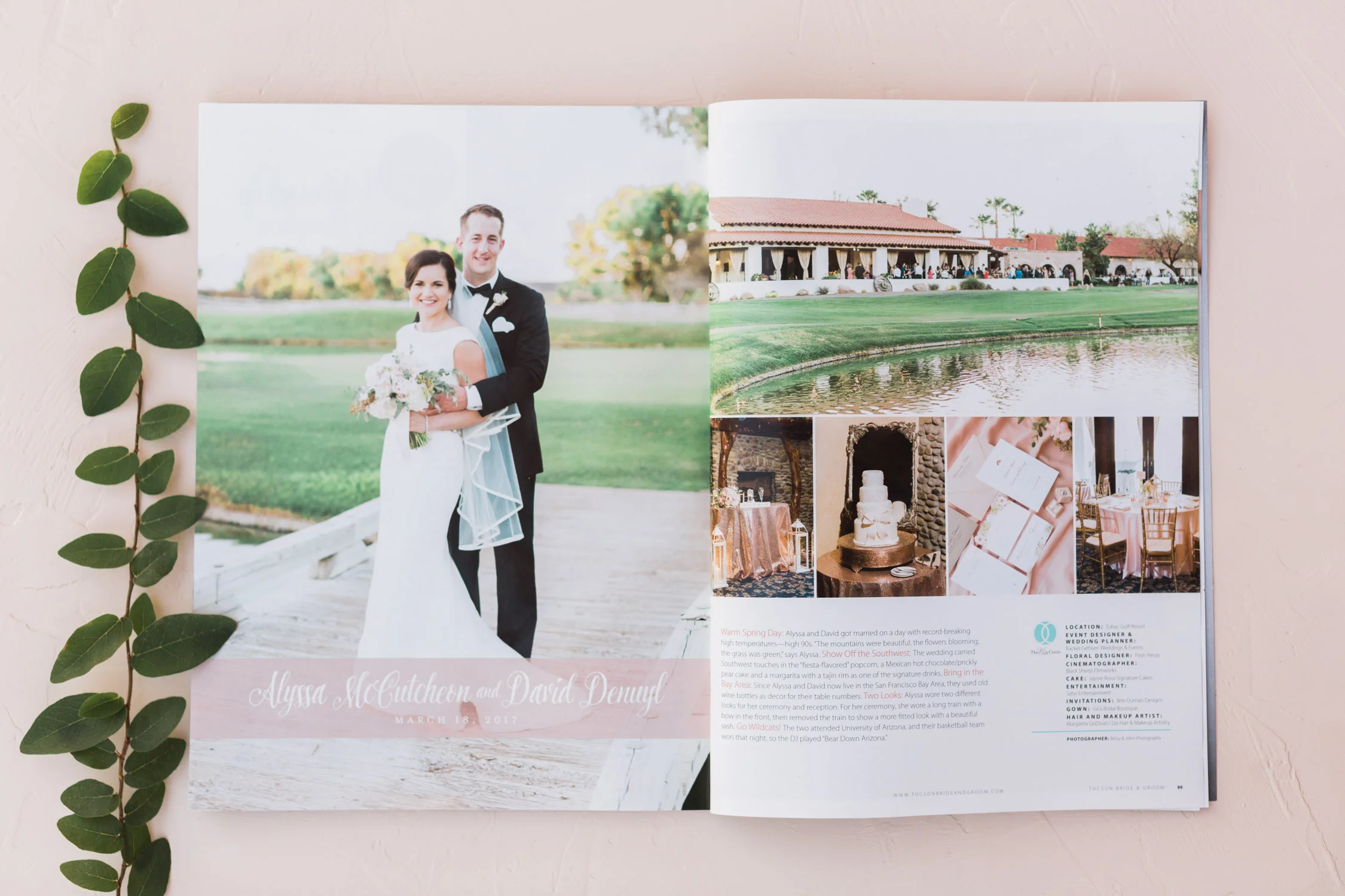 Alyssa & Dave's gorgeous Tubac Golf Resort wedding featured in Tucson Bride & Groom! Captured by Tucson wedding Photographers Betsy & John 