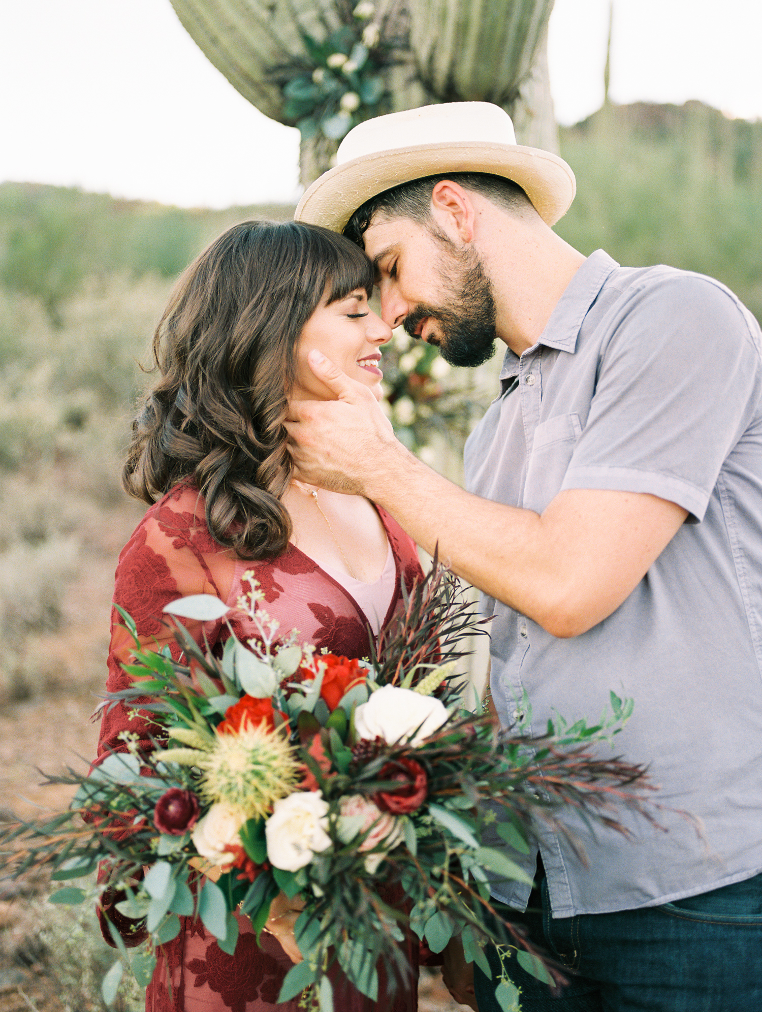 Super cute hipster couple about to kiss 