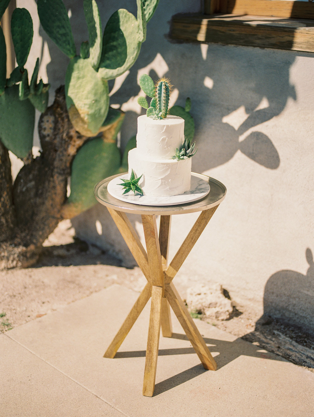  Beautiful white wedding cake by Crumbs cake Boutique with a real cactus and succulent cake topper!&nbsp; 