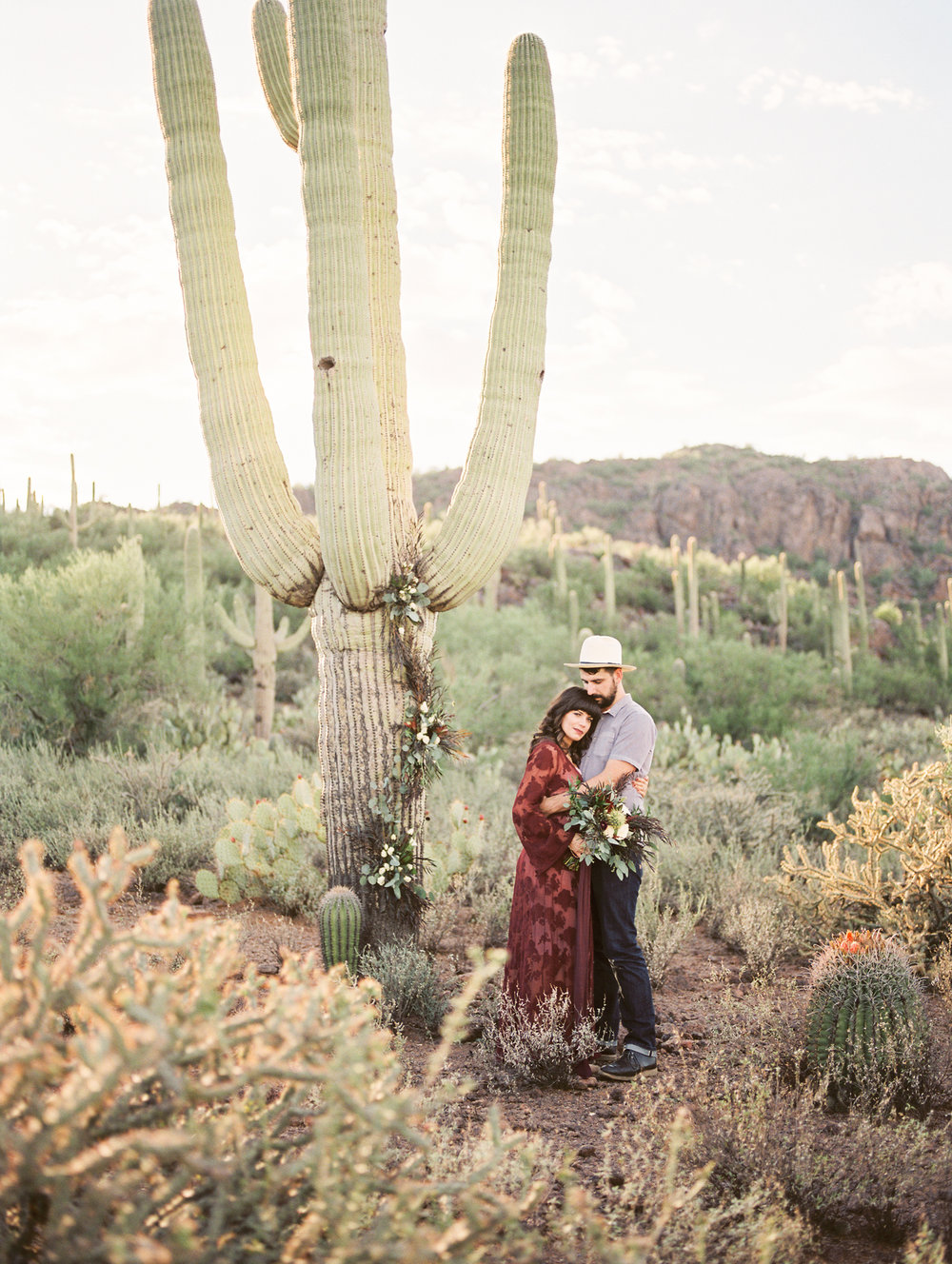  Gorgeous desert landscape with cute hipster couple captured by Tucson wedding photographers Betsy &amp; John&nbsp; 