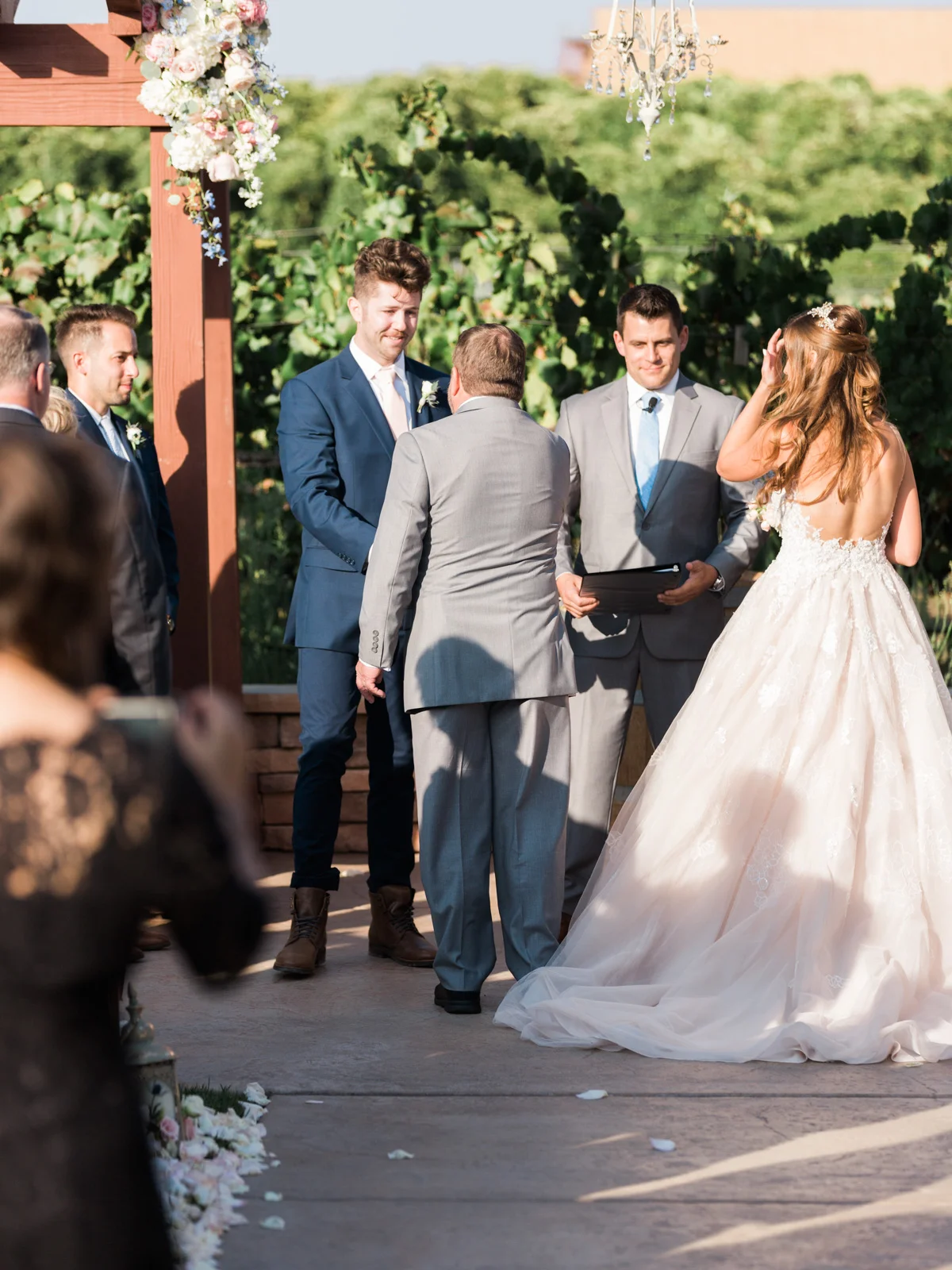 Father walking daughter down the aisle | Harrison & Jocelyne's gorgeous Temecula wedding at Wiens Family Cellars captured by Betsy & John | Temecula Wedding Photographers