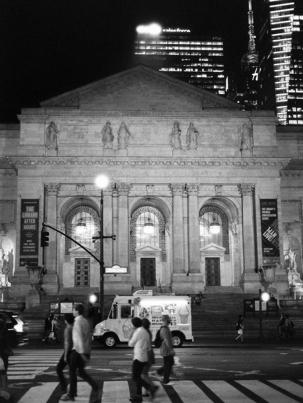  New York City Night photography. Ice cream truck on film. 