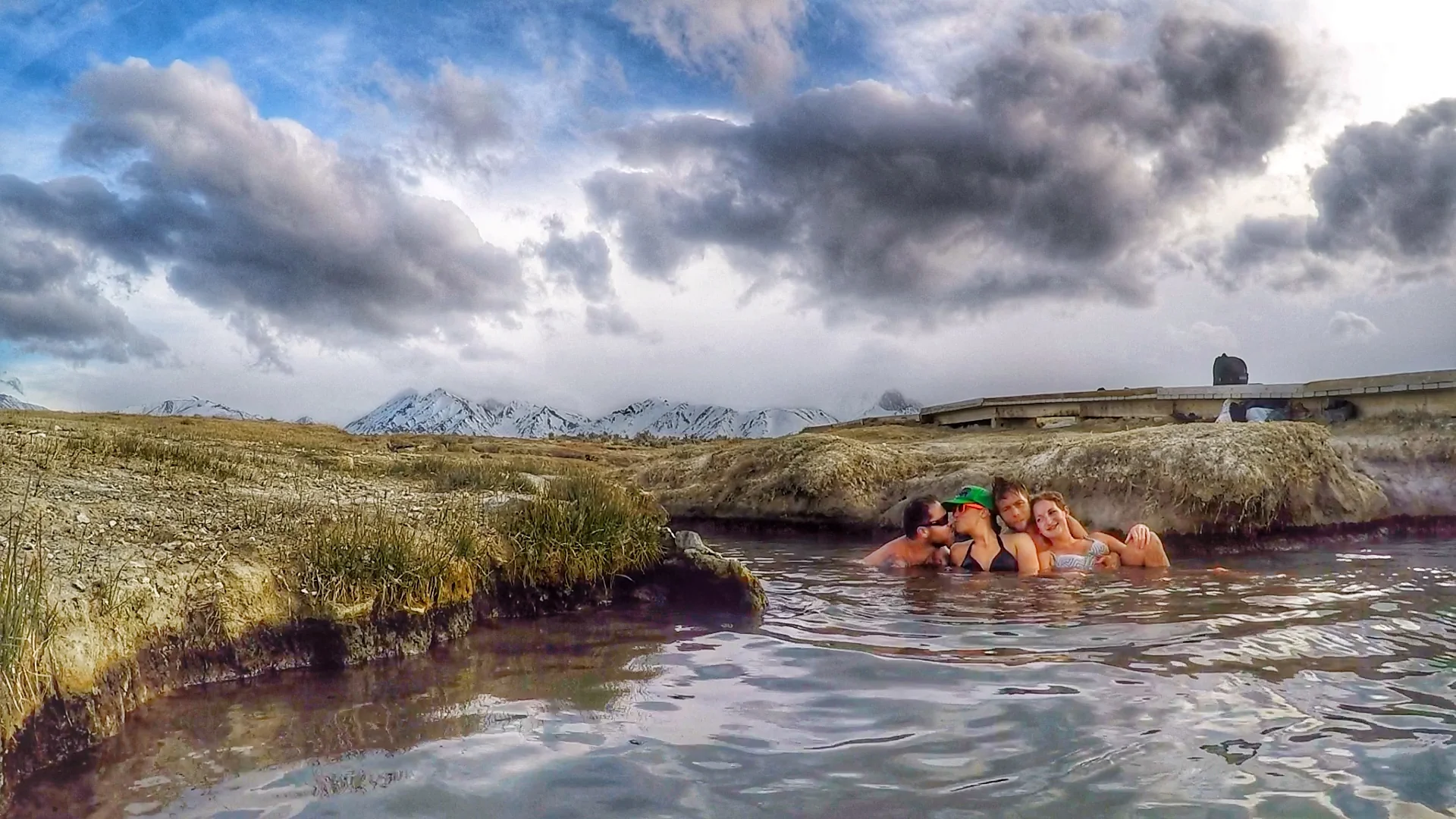 Soaking in Wild Willy's Hot Spring with the view of Mammoth in the background. Best accessed in spring when the road is clear, it's only a 20 minute drive from town, but feels like light years away. Friends not included. Bring your own!