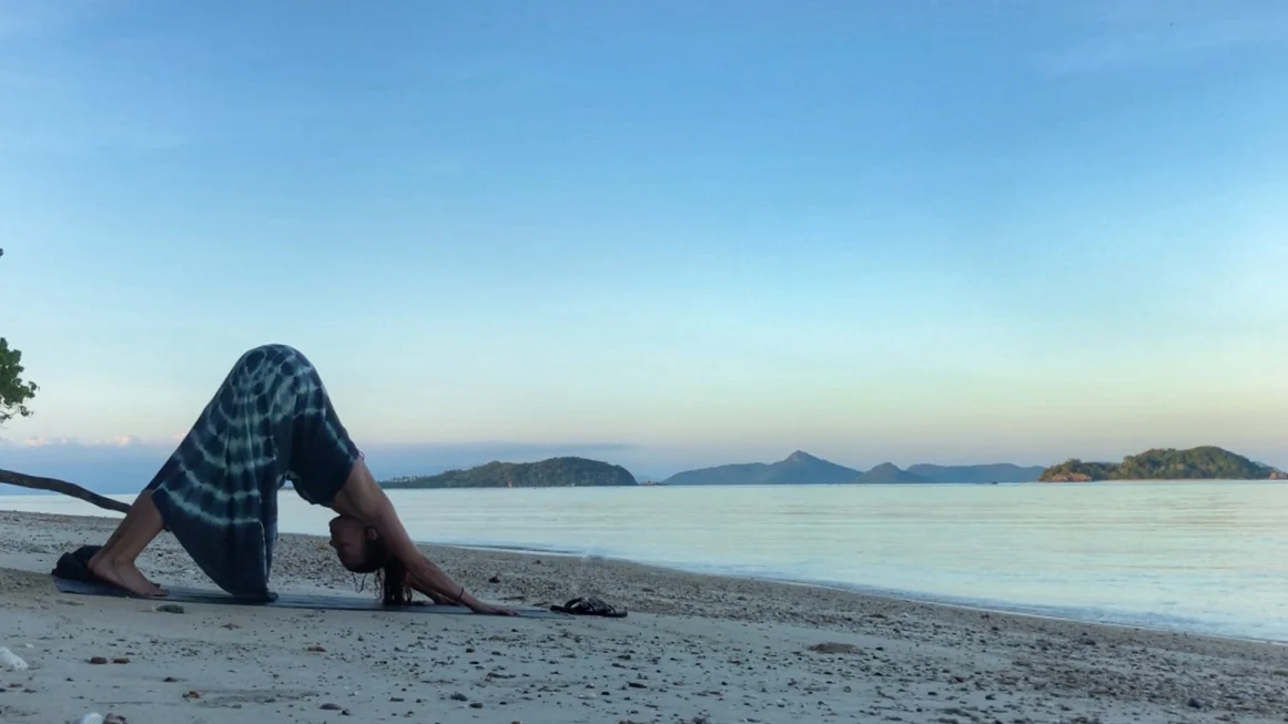 Morning yoga.