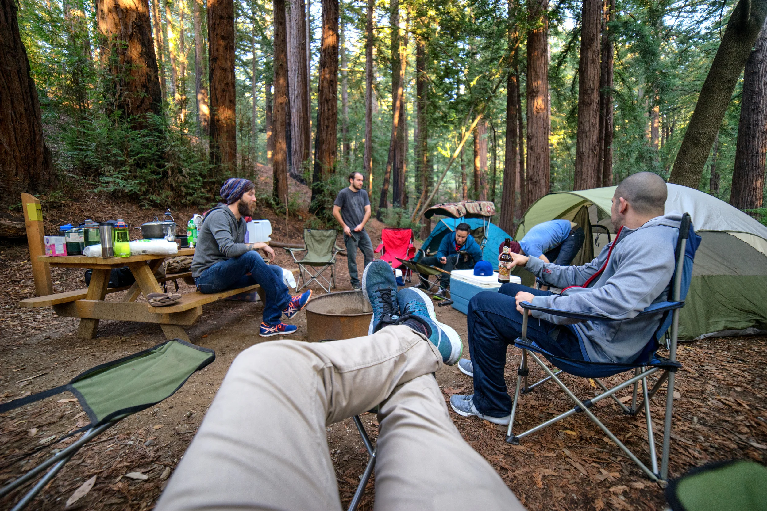 Kicking my feet up after setting up camp.