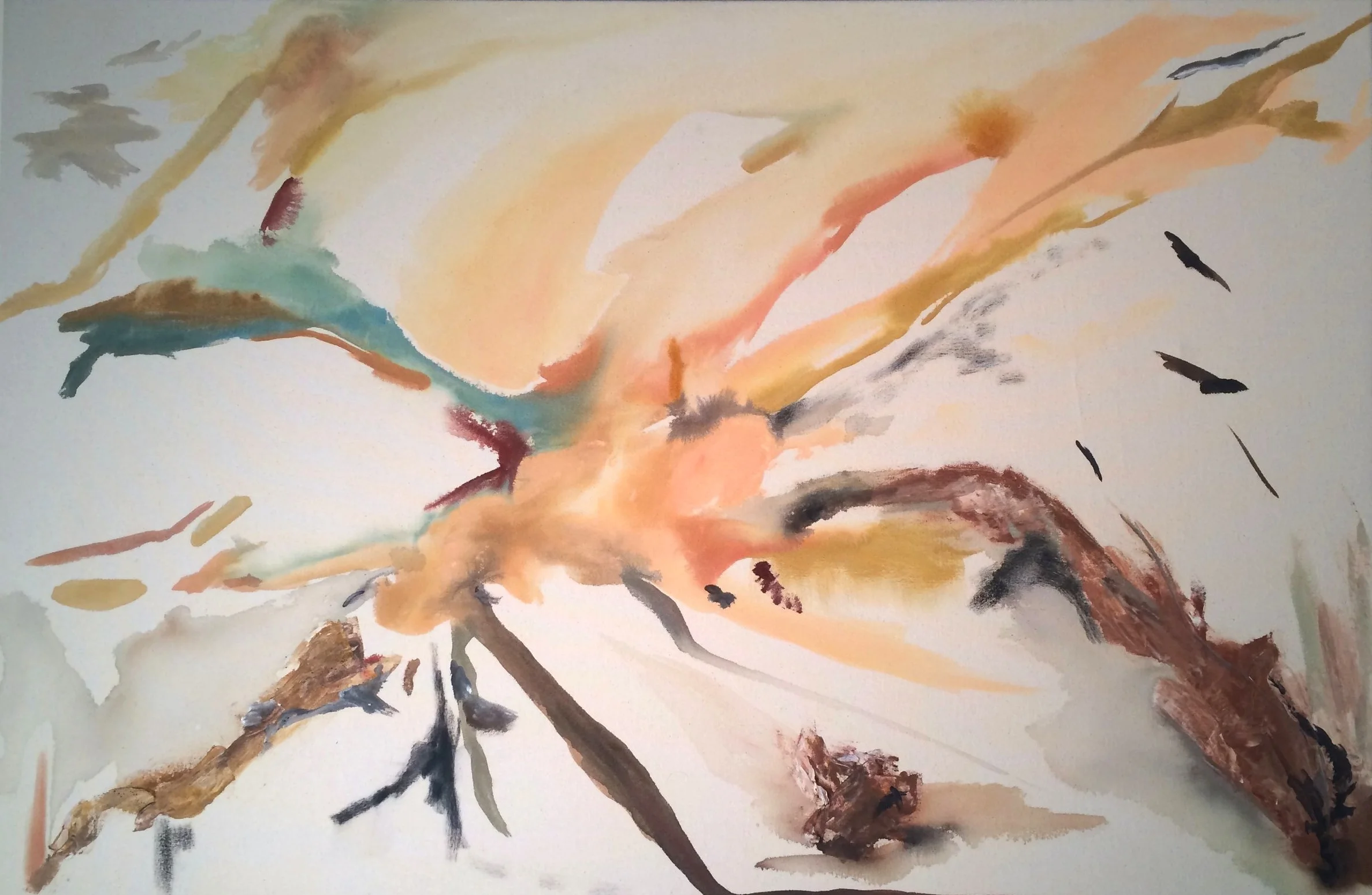 Burn Ban 32 x 48 Acrylic, modeling paste and forest fire charcoal on canvas