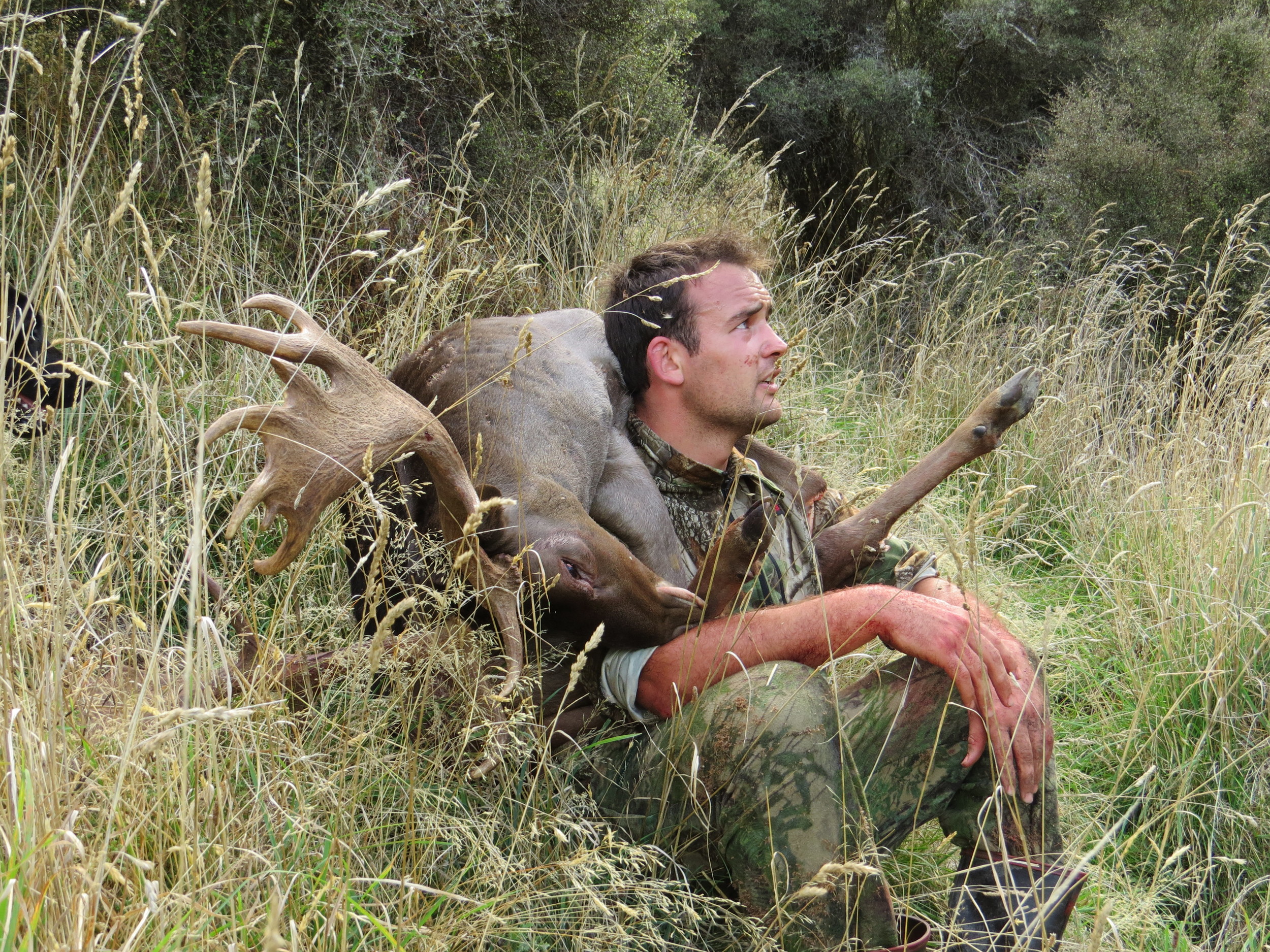  Richie takes a rest while attempting to carry out his entire fallow buck - photo Ryan Carr 