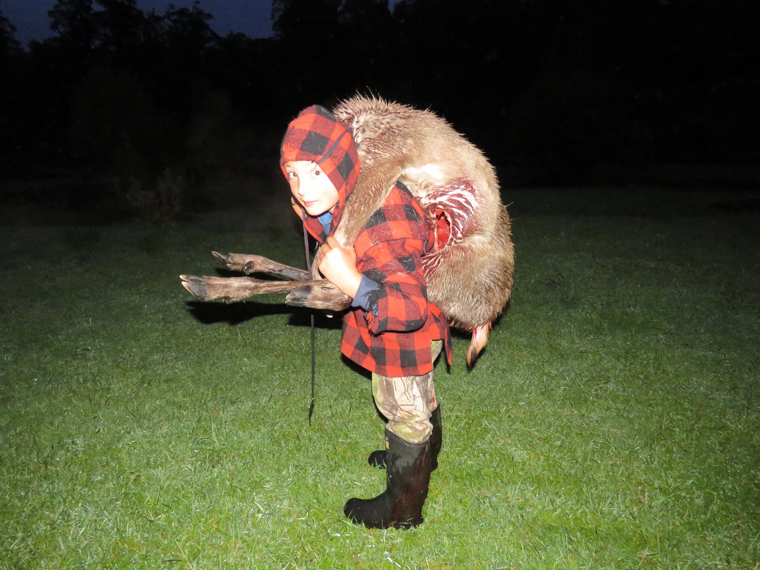 Just the right sized deer for a seven year old to carry out.