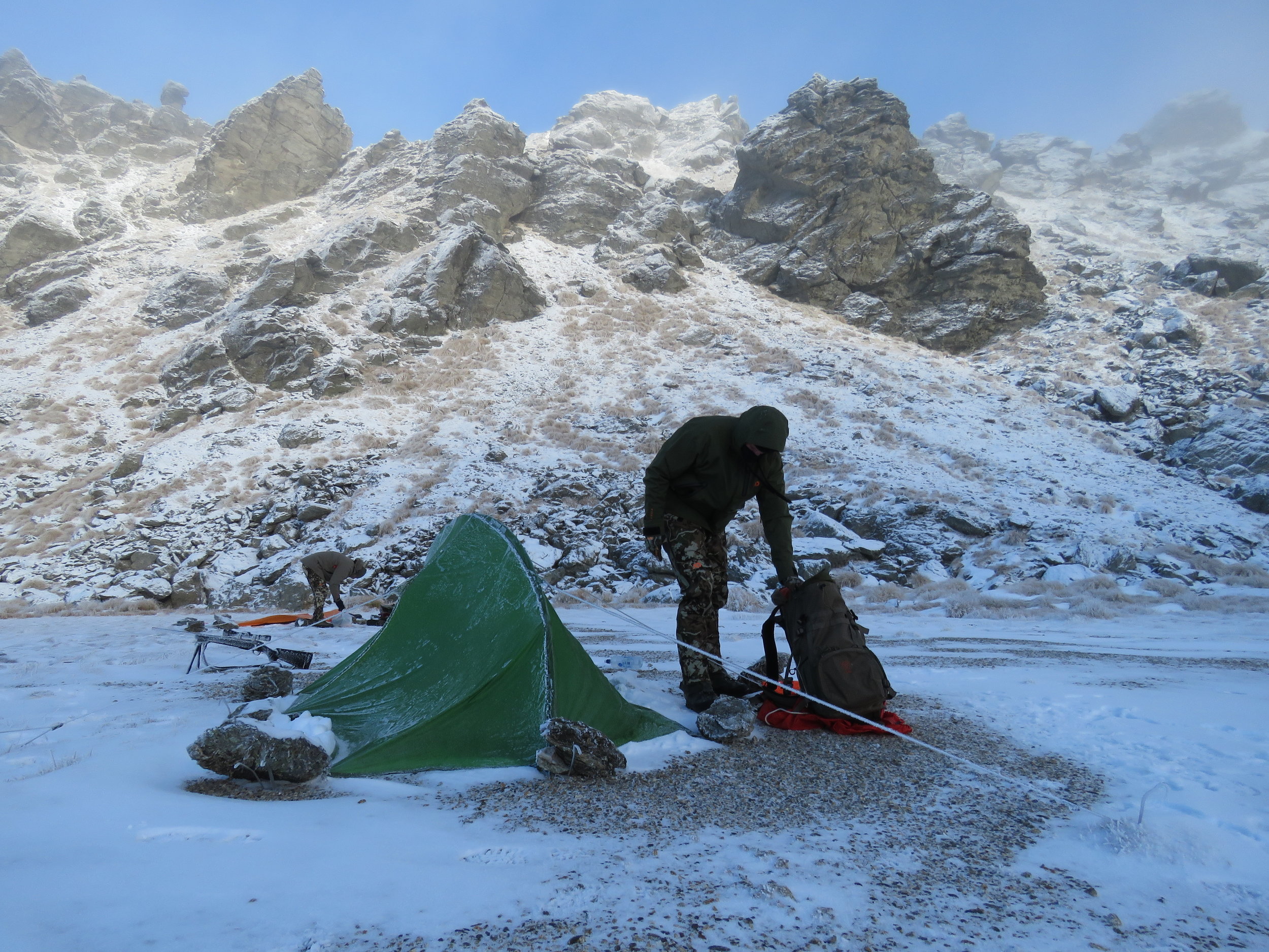 cold camp in chamois country