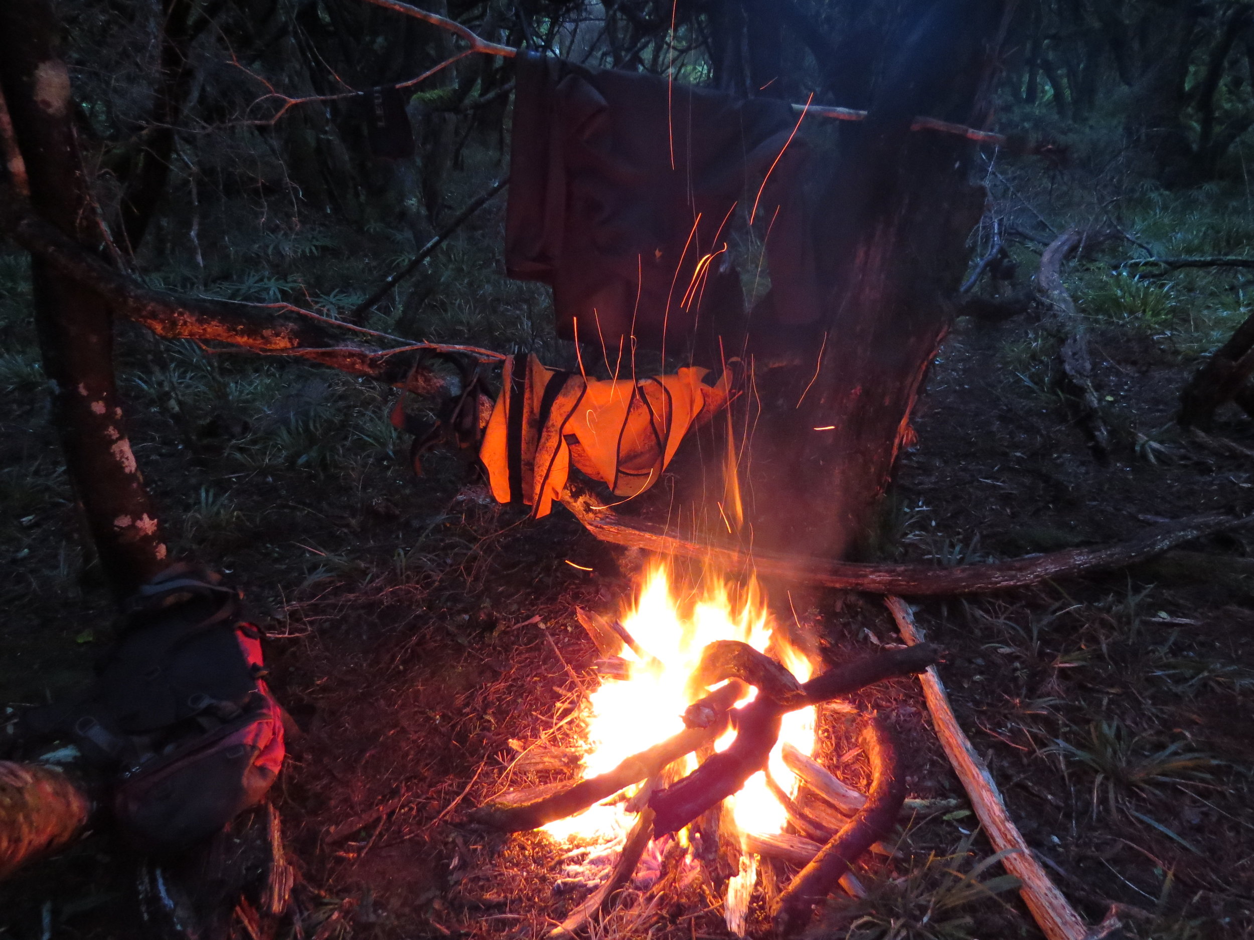  Drying gear next to a camp fire each evening was crucial for staying out for multiple days on Stewart Island, being dry and comfortable at the start of each morning is better than the alternative! 